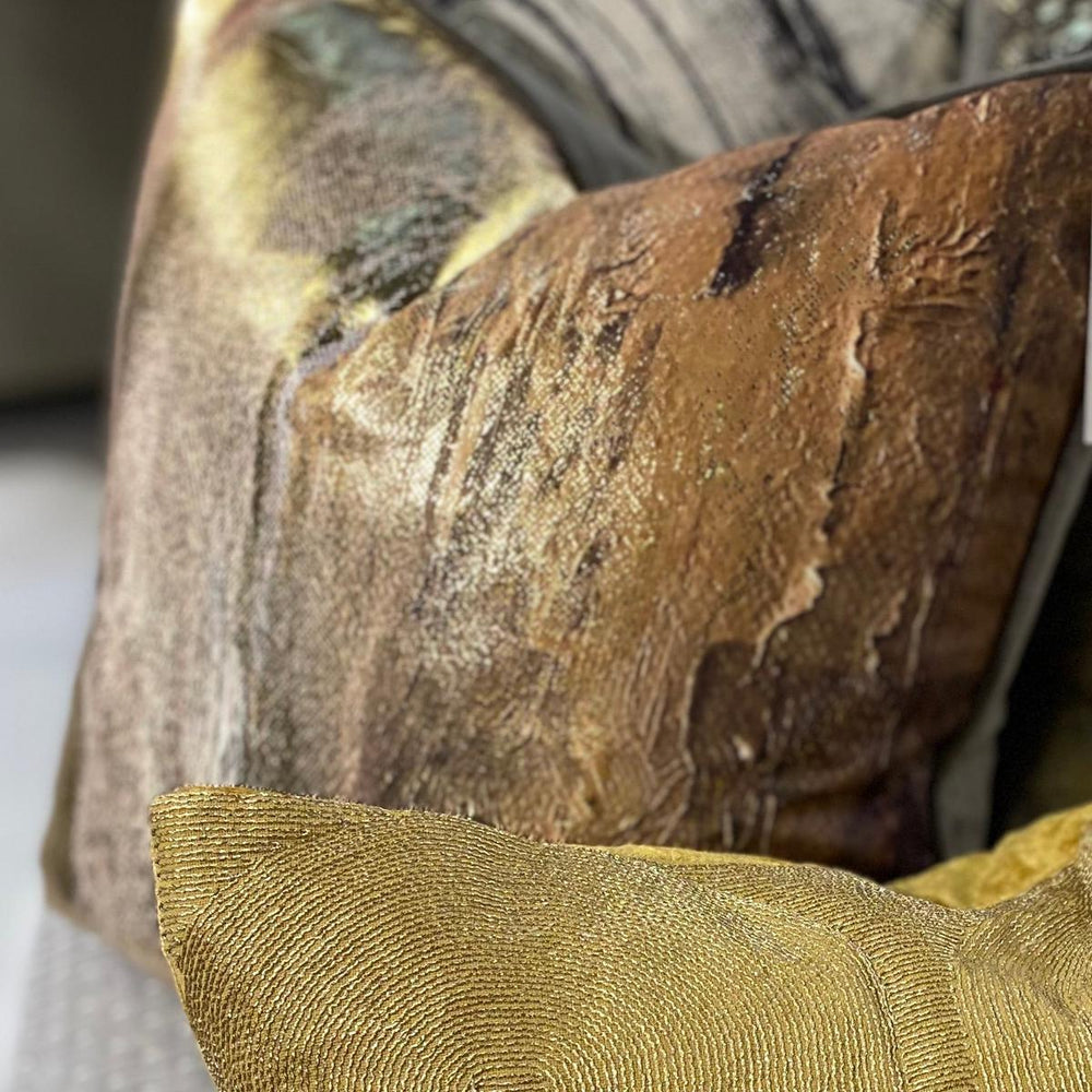 Malini Earth Abstract Cushion - Gold -beaumonde