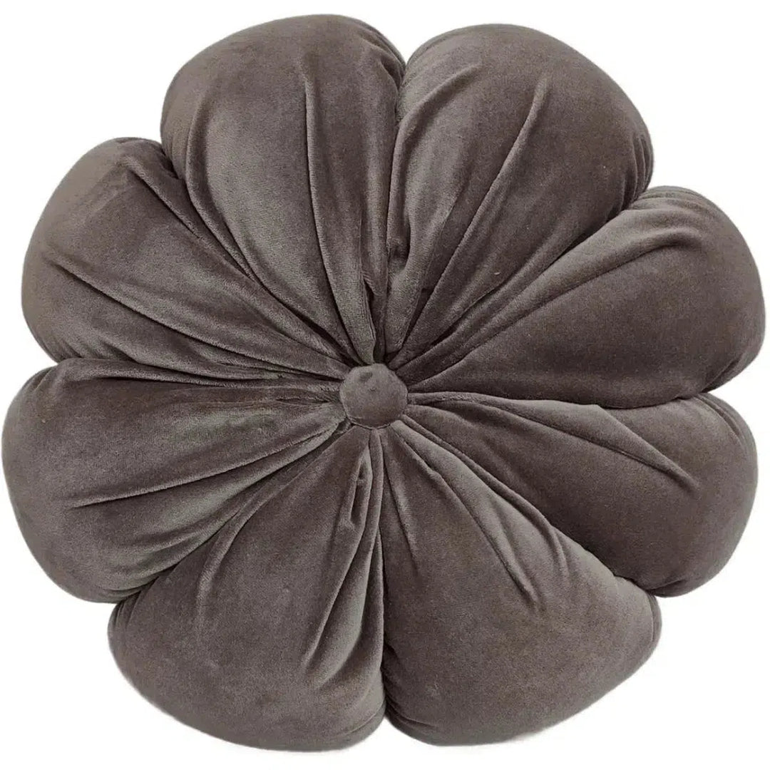 Malini Fleur Grey Luxe Velvet Cushion-Beaumonde