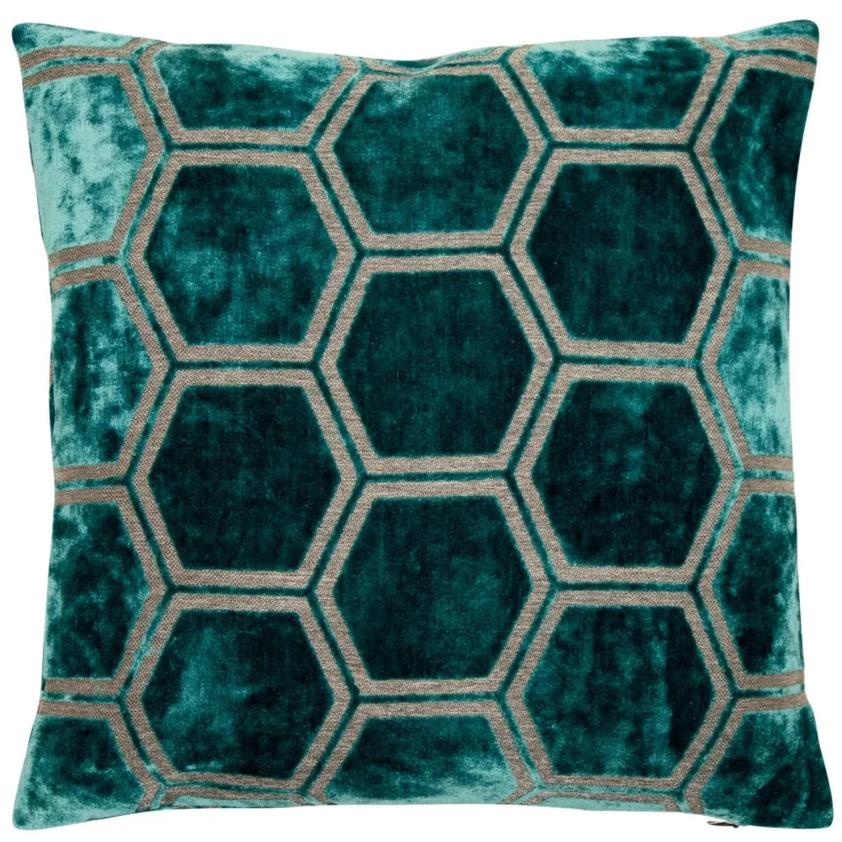 Malini Ivor Hexagon Cushion in Teal large