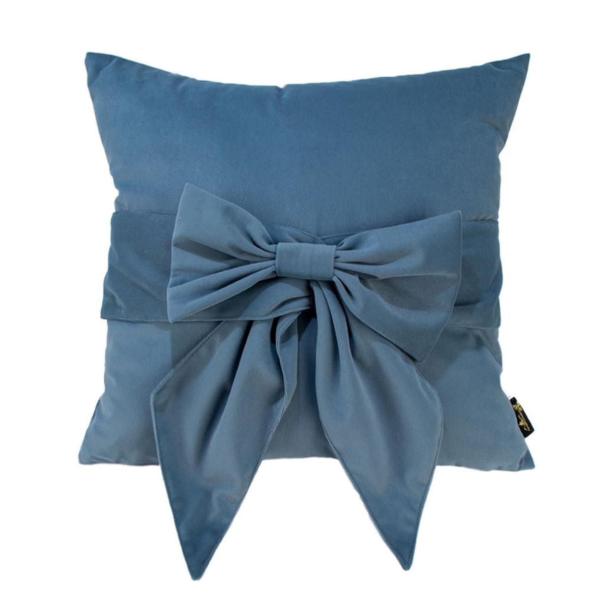 Malini Paul Moneypenny Tiedup Bow Cushion In Blue-Beaumonde