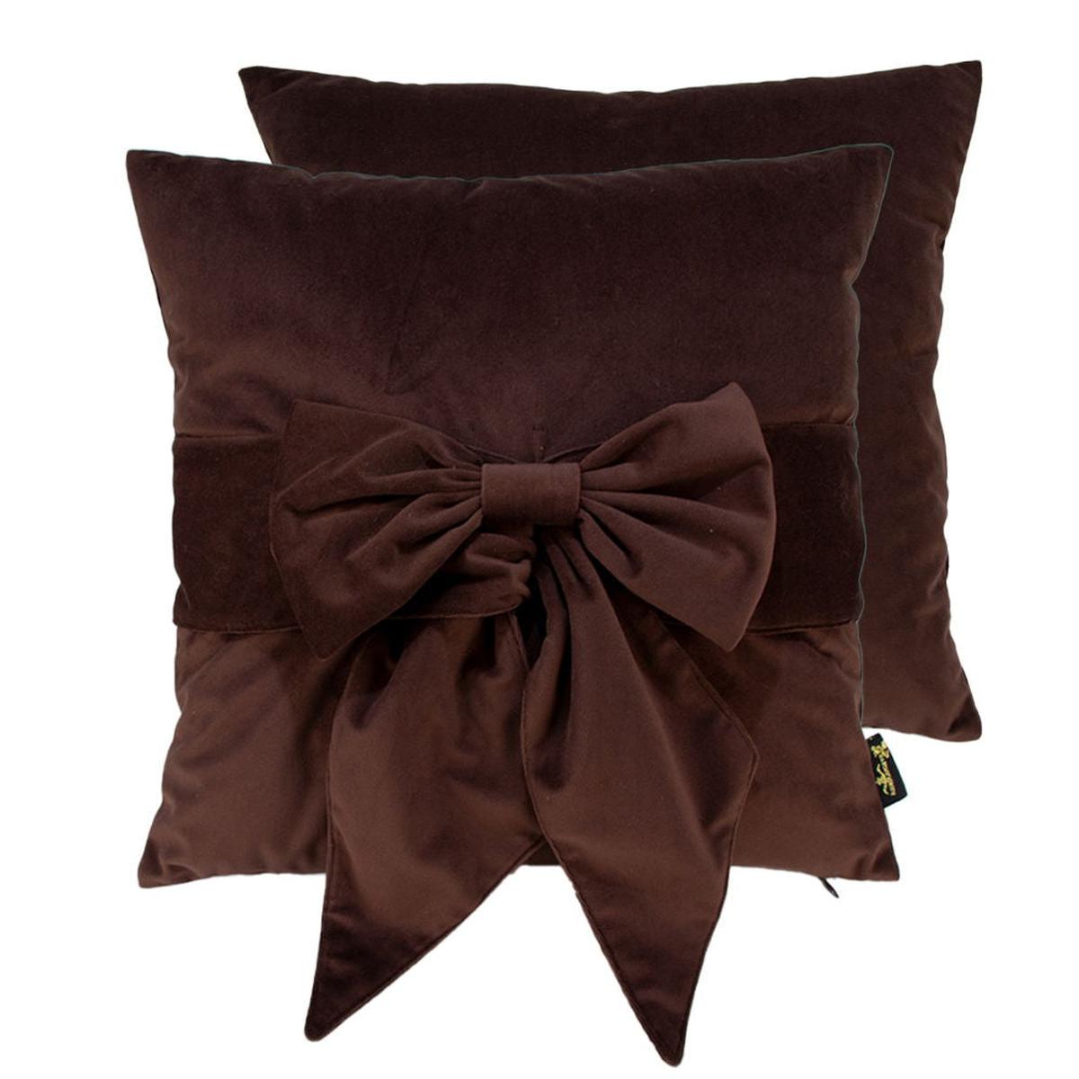 Malini Paul Moneypenny Tiedup Bow Cushion In Mocha-Beaumonde
