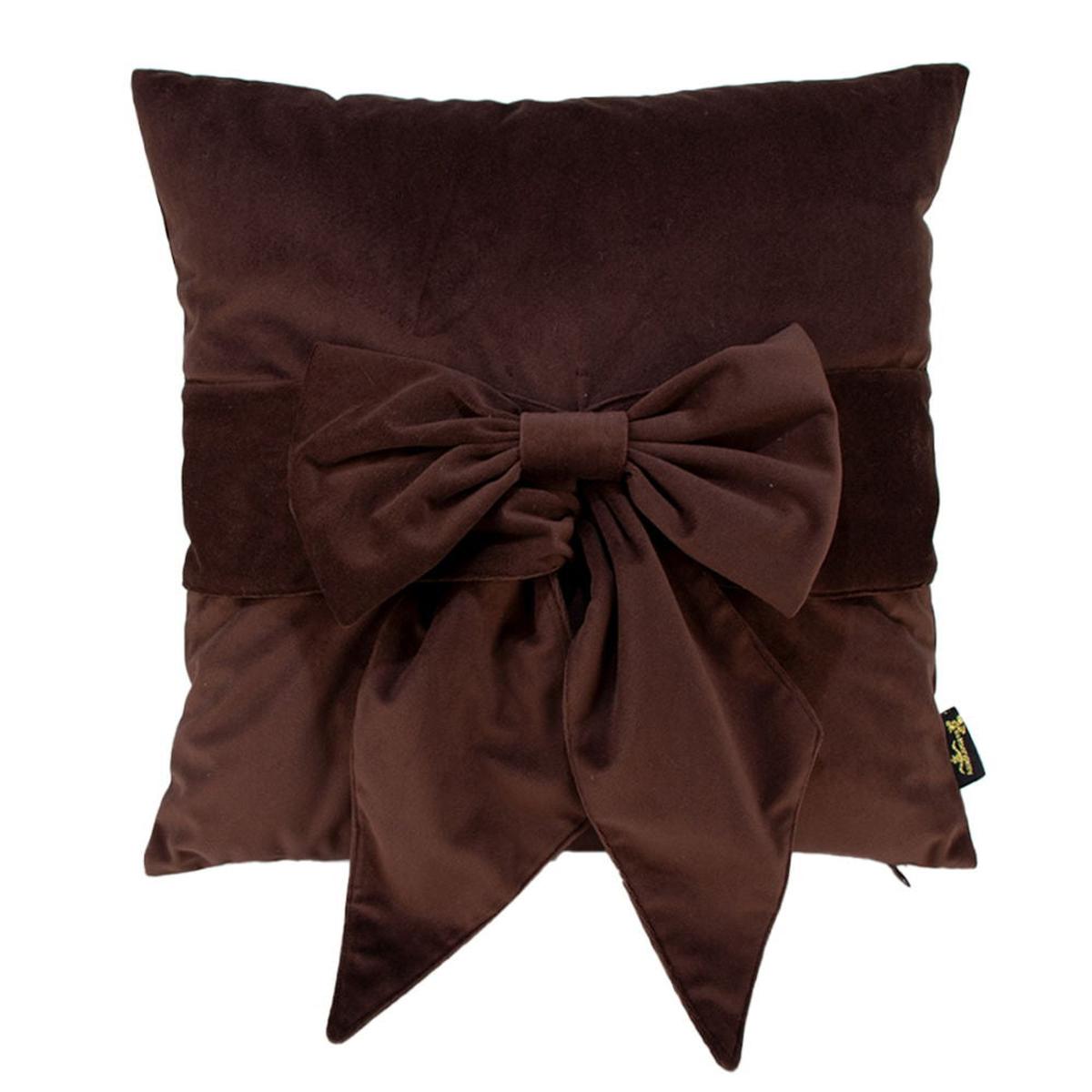 Malini Paul Moneypenny Tiedup Bow Cushion In Mocha-Beaumonde