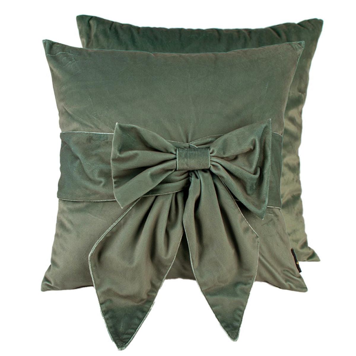 Malini Paul Moneypenny Tiedup Bow Cushion In Sage-Beaumonde
