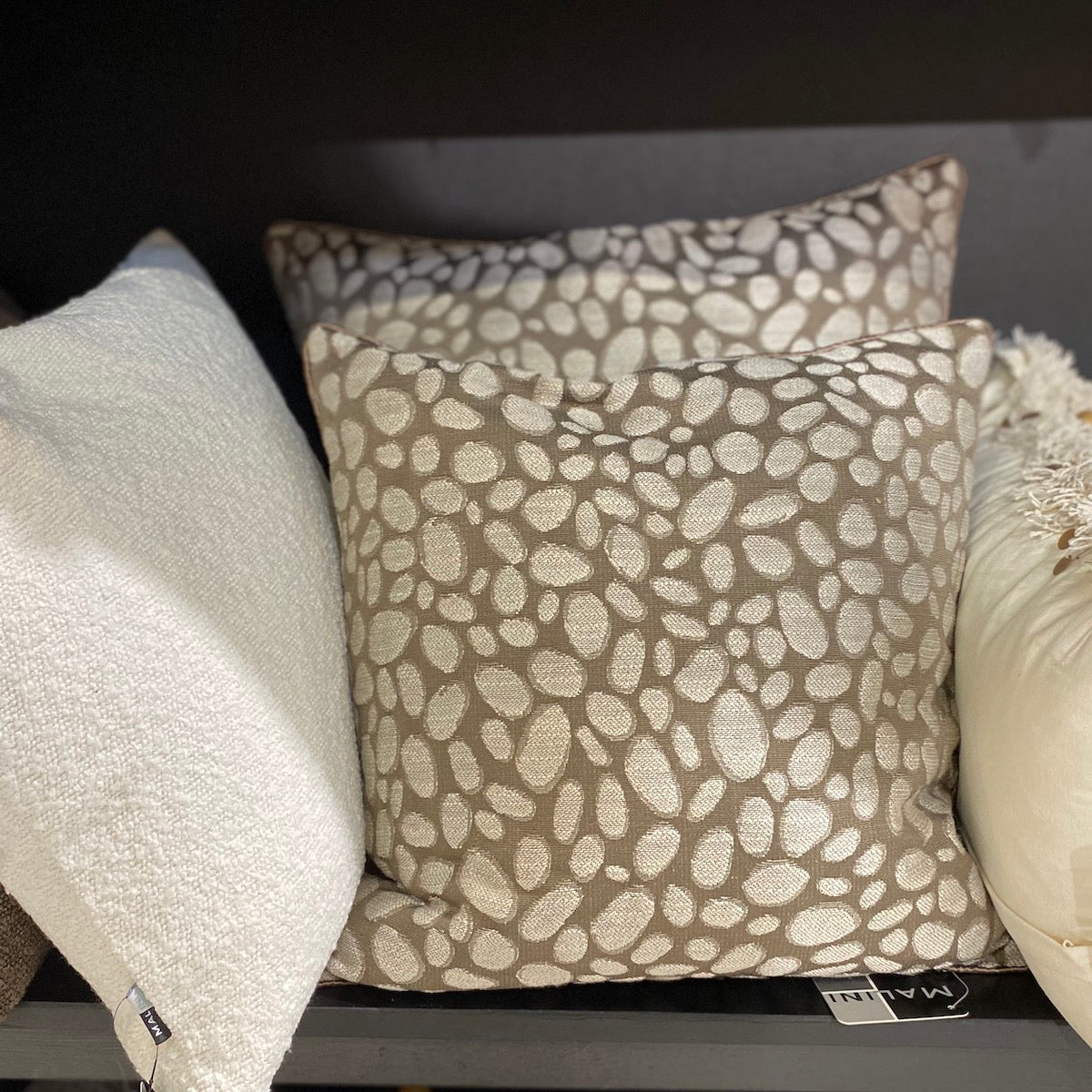 Malini Pebble Cushion In Taupe-Beaumonde