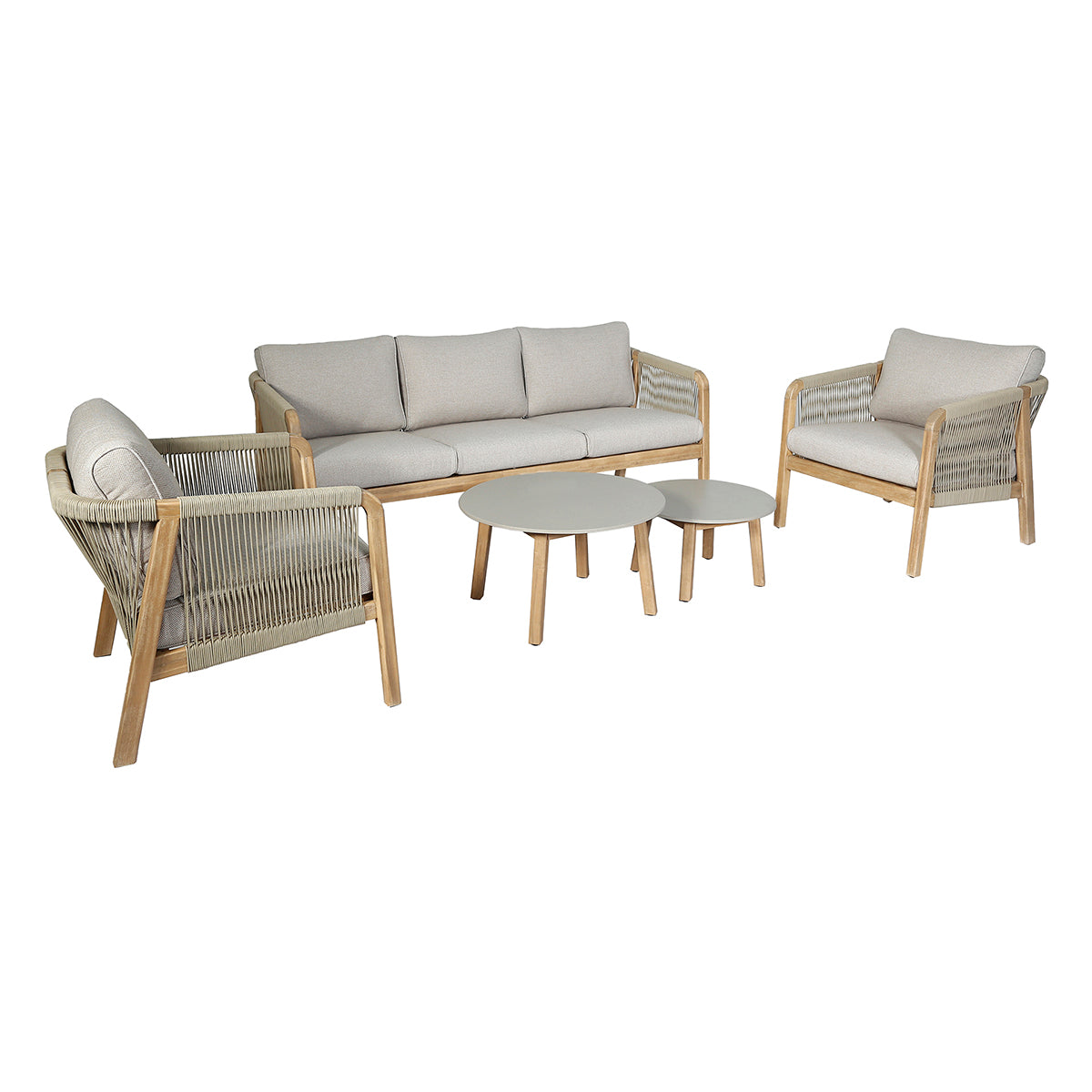Martinique 3 Seat Lounge Set - Light Brown-Beaumonde