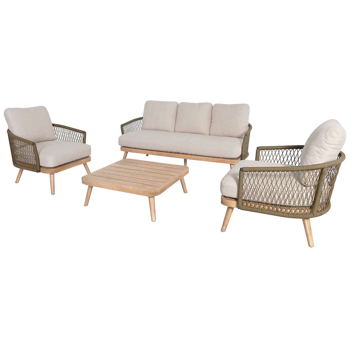 Maze Bali Rope Weave 3 Seat Lounge Set Sandstone-Beaumonde