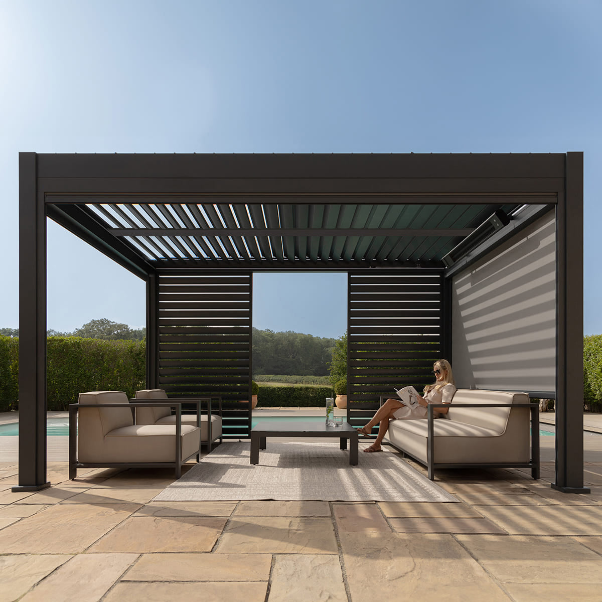 Maze Eden Pergola Aluminium Square 40x40 Grey - Frame Only
