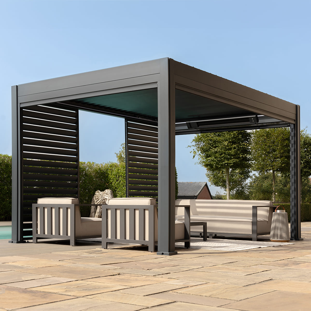 Maze Eden Pergola Aluminium Square 40x40 Grey - Frame Only