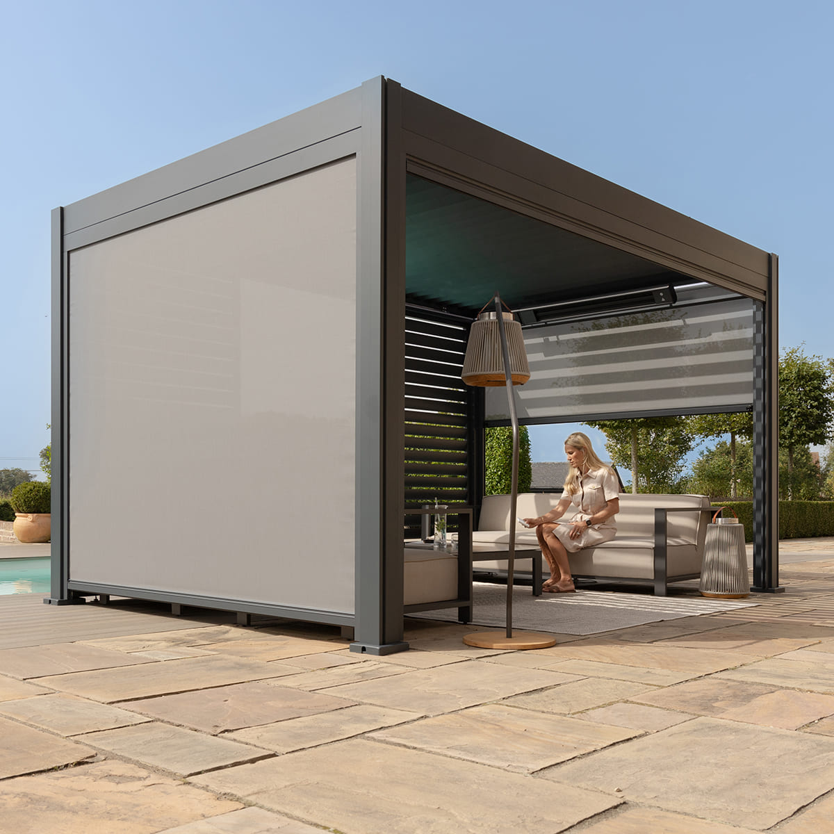 Maze Eden Pergola Aluminium Square 40x40 Grey - Frame Only