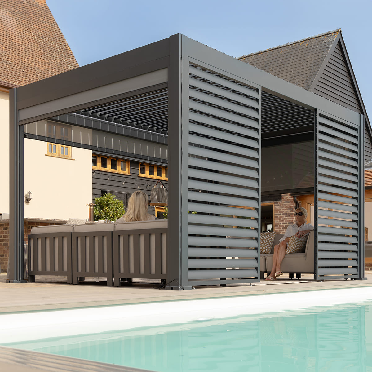 Maze Eden Pergola Aluminium Square 40x40 Grey - Frame Only
