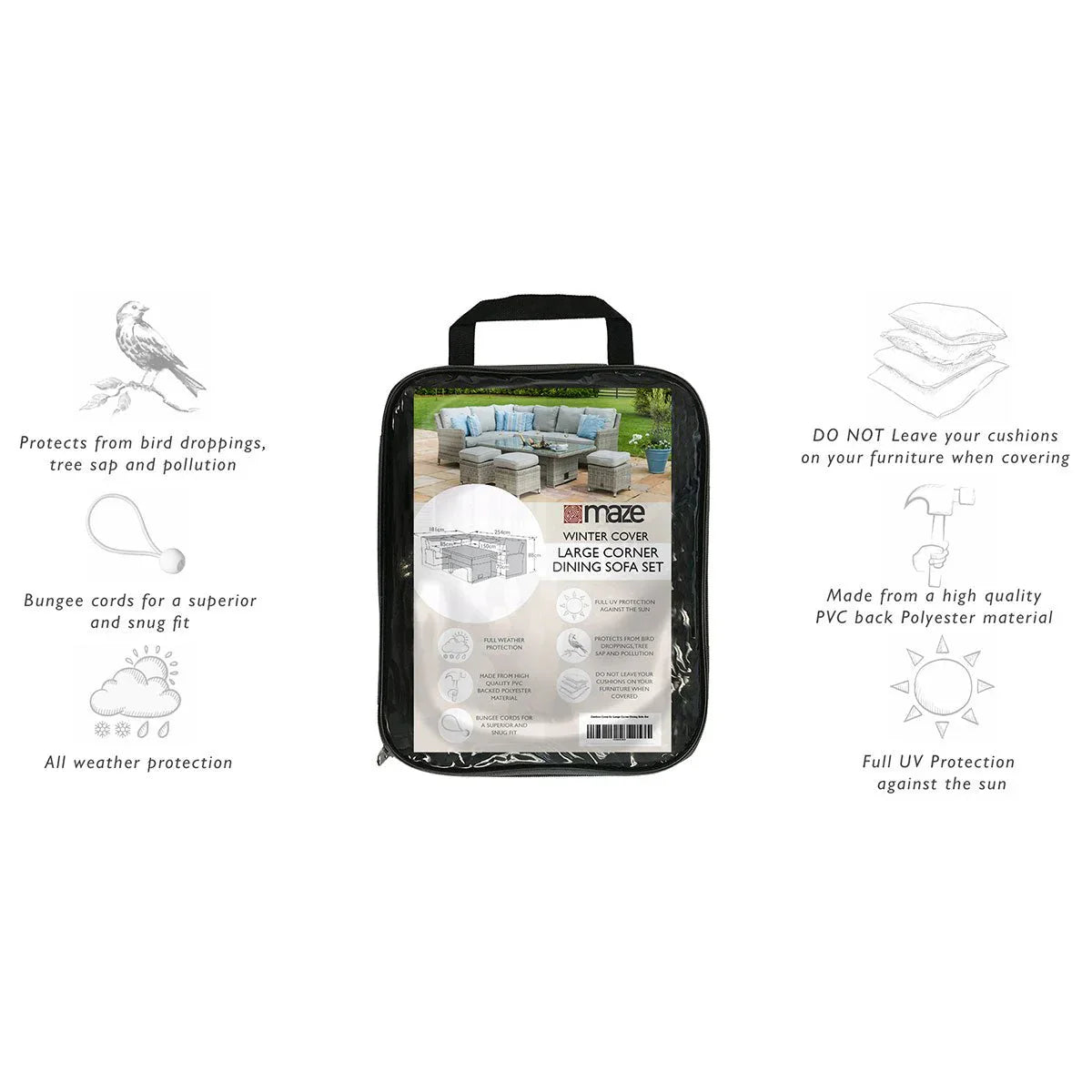 Maze Outdoor Cover for Large Corner Dining Sofa Set-Beaumonde