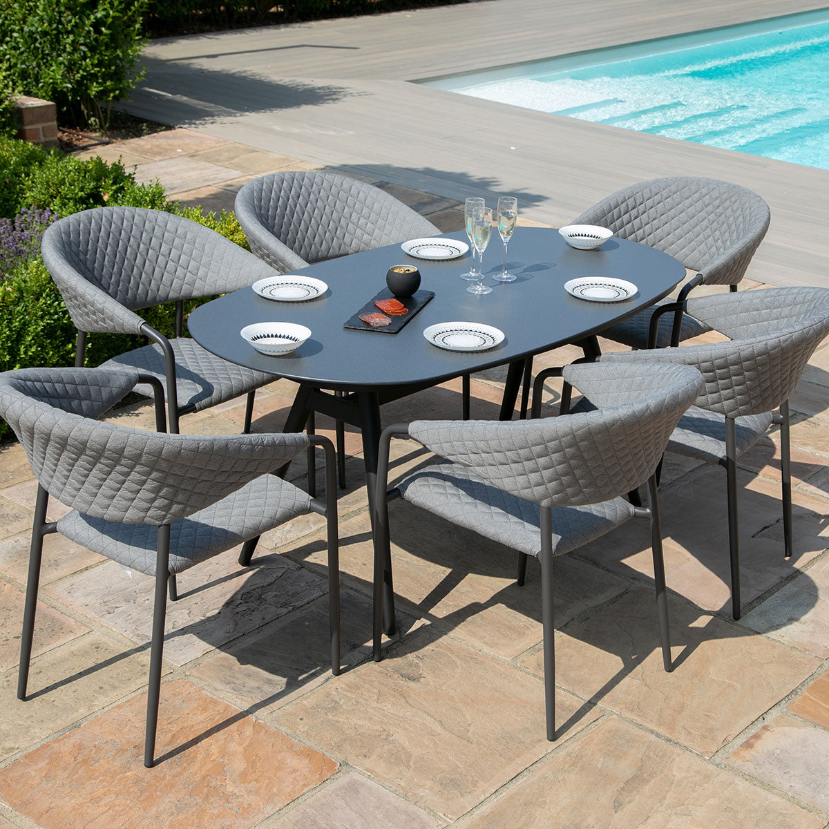 Maze Pebble 6 Seat Oval Dining Set