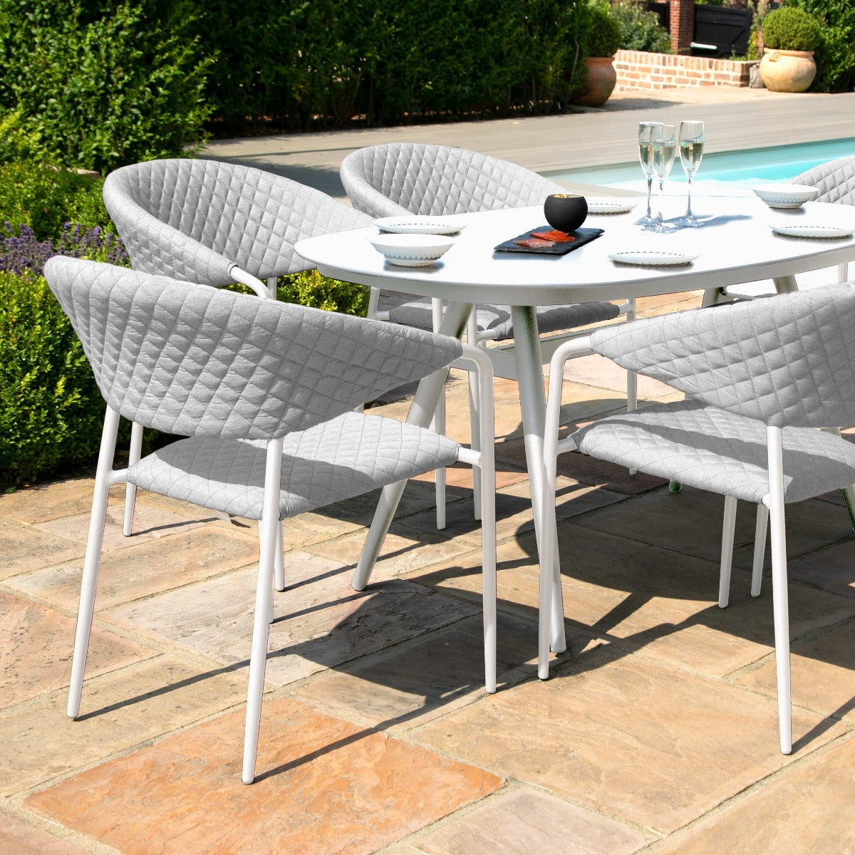 Maze Pebble 6 Seat Oval Dining Set