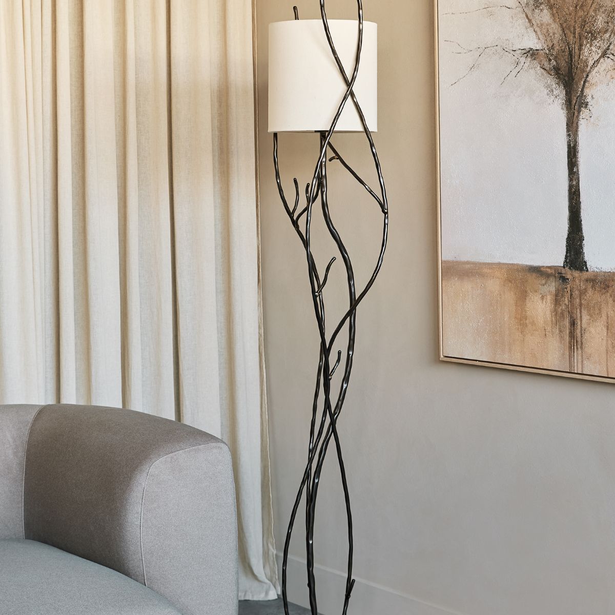 Libra Interiors Ember Iron Floor Lamp 150cm