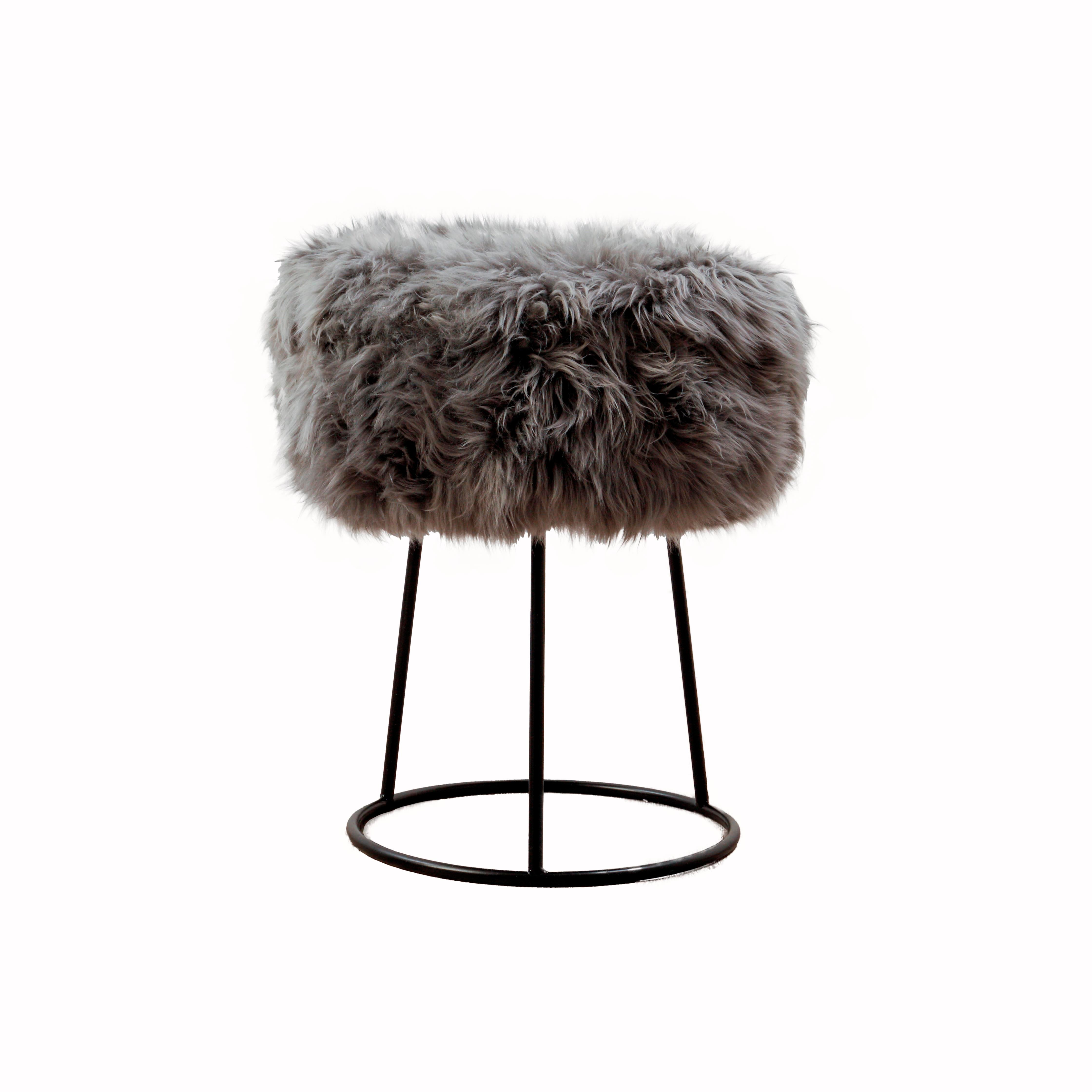 Native Home & Lifestyle Metal Sheepskin Stool-Beaumonde