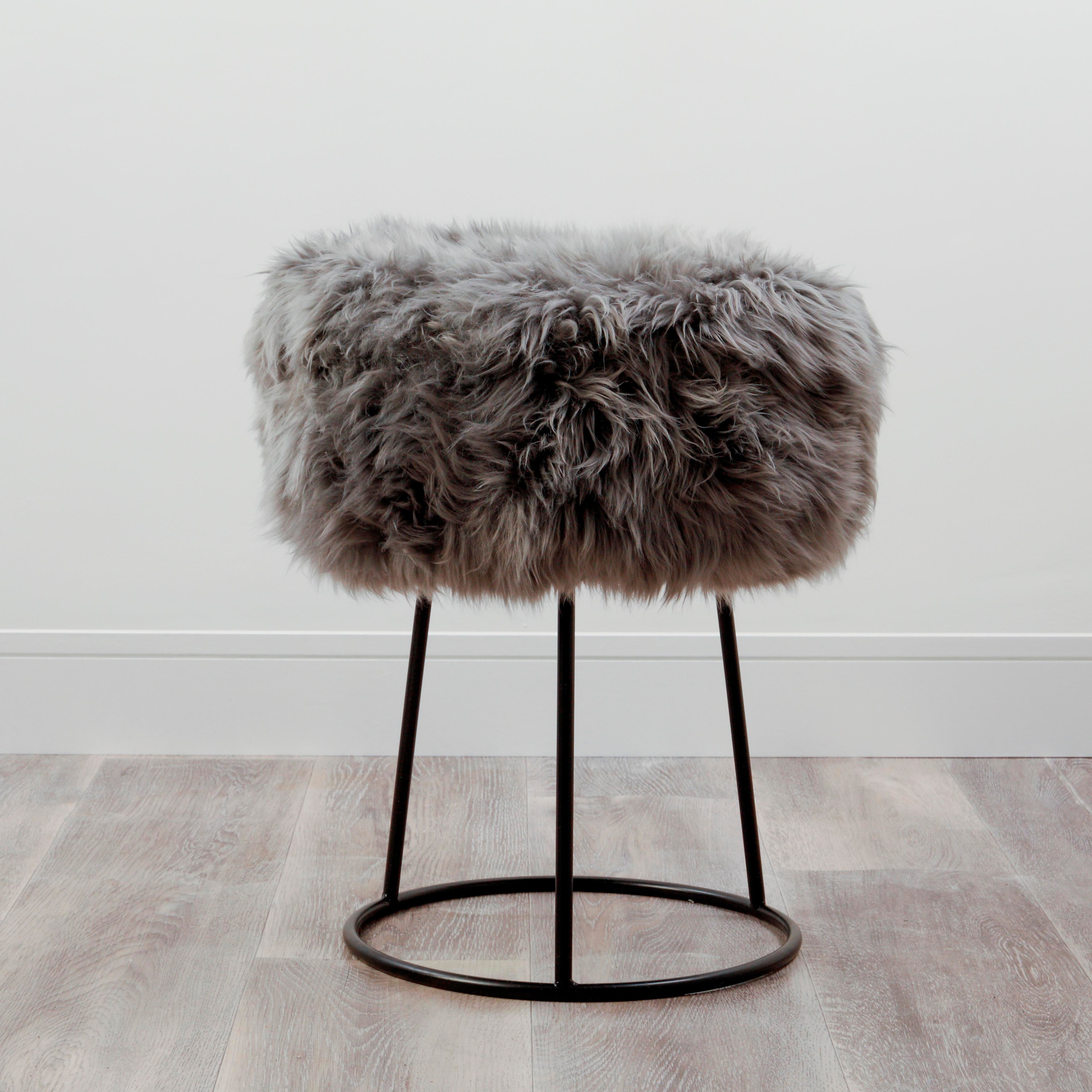 Native Home & Lifestyle Metal Sheepskin Stool-Beaumonde