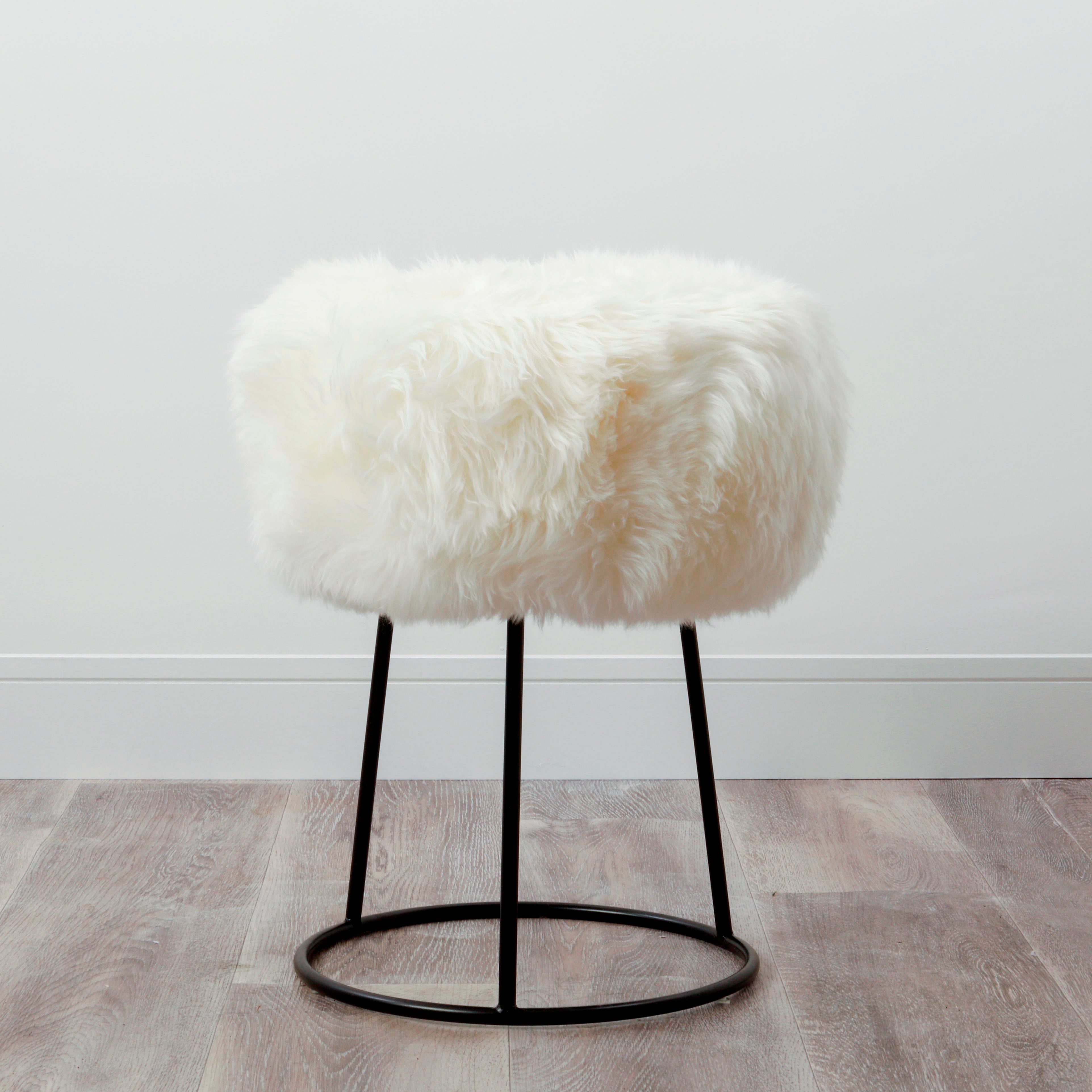 Native Home & Lifestyle Metal Sheepskin Stool-Beaumonde