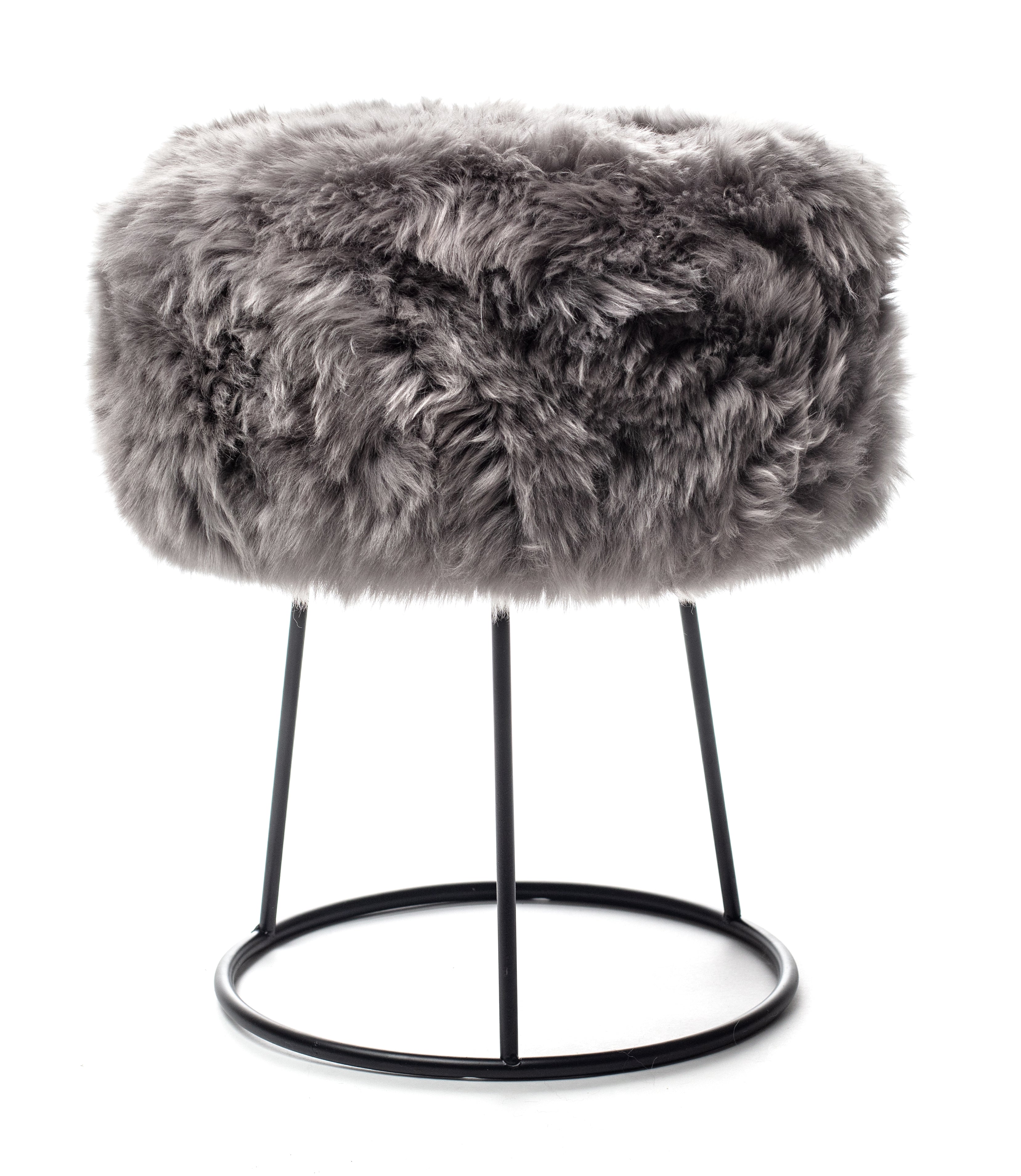 Native Home & Lifestyle Metal Sheepskin Stool-Beaumonde