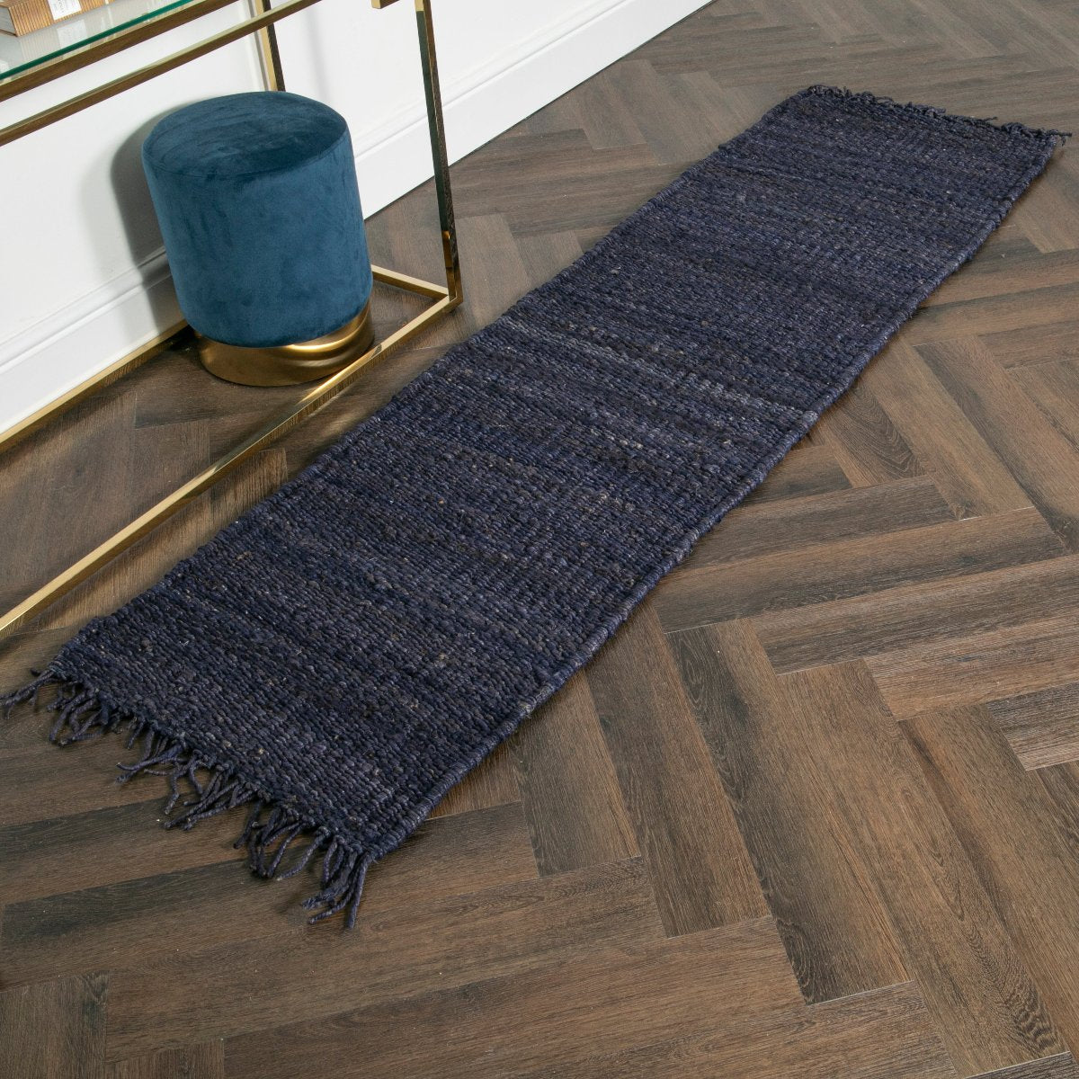 Native Home & Lifestyle Zig Zag Jute Rug - Navy