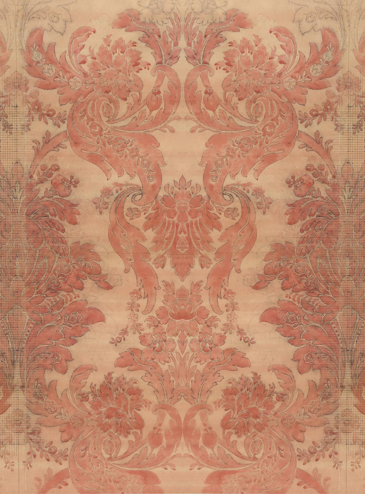 Big Patterns Aubusson Rouge Wallpaper-Beaumonde