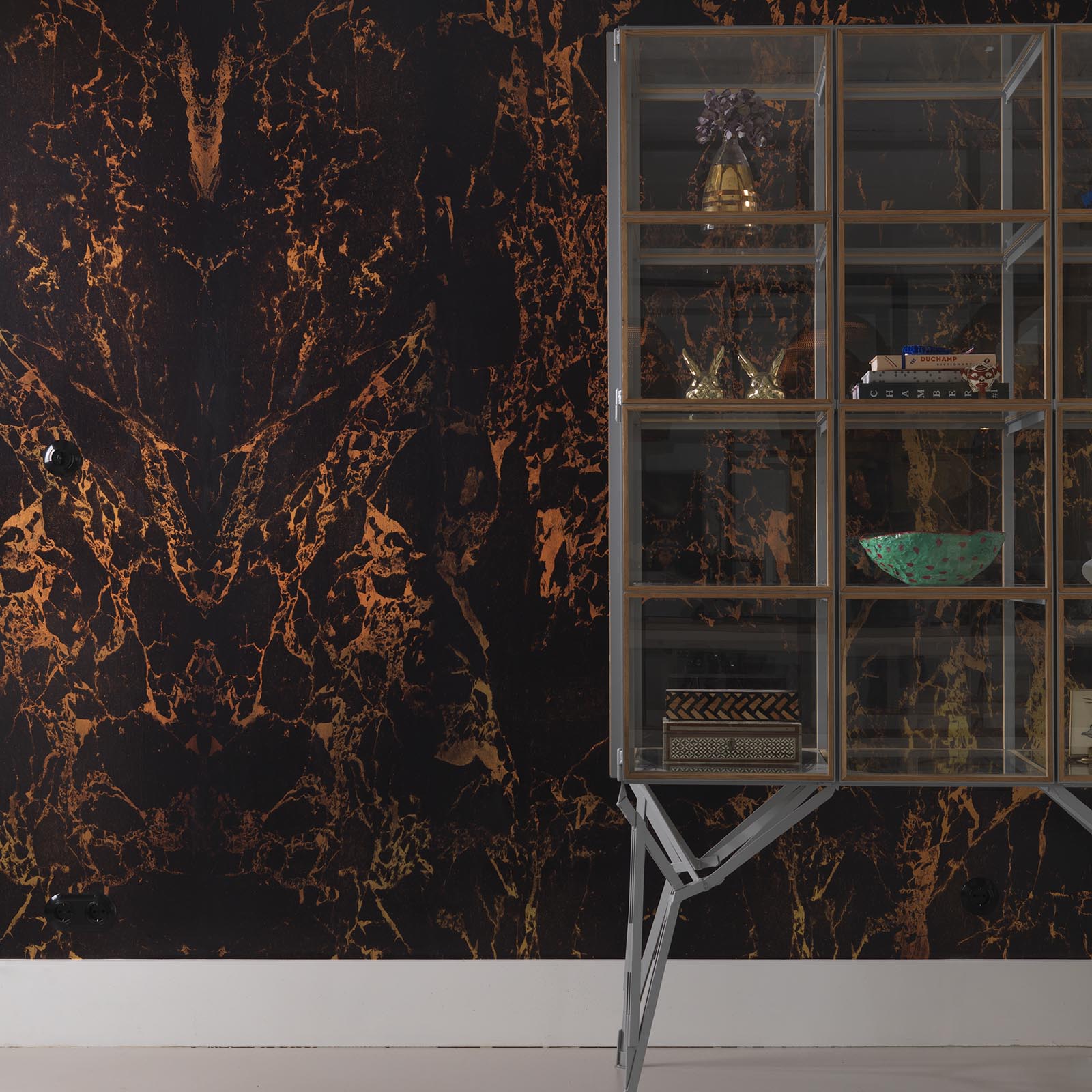 NLXL Black Metallic Marble Wallpaper-Beaumonde