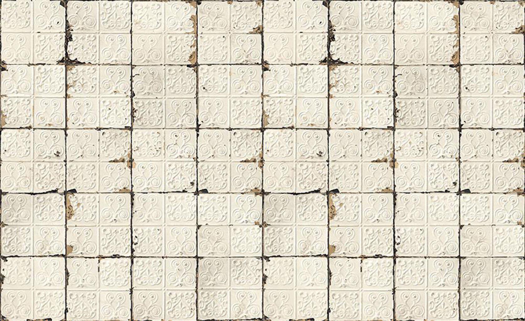 NLXL Brooklyn Tin Tiles Cream Beige TIN-02 Wallpaper-Beaumonde