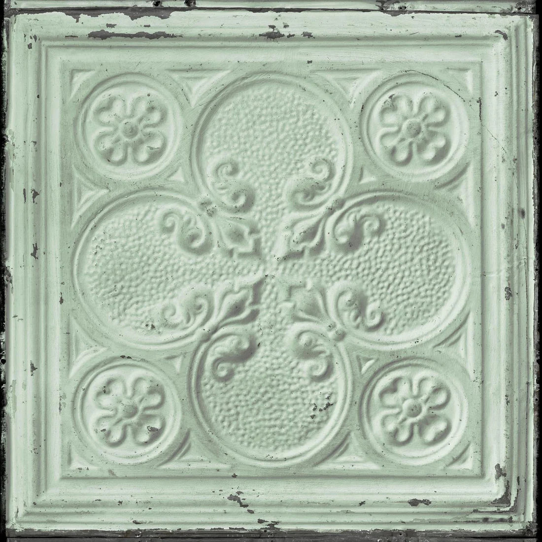 NLXL Brooklyn Tin Tiles Green Wallpaper TIN-05-Beaumonde