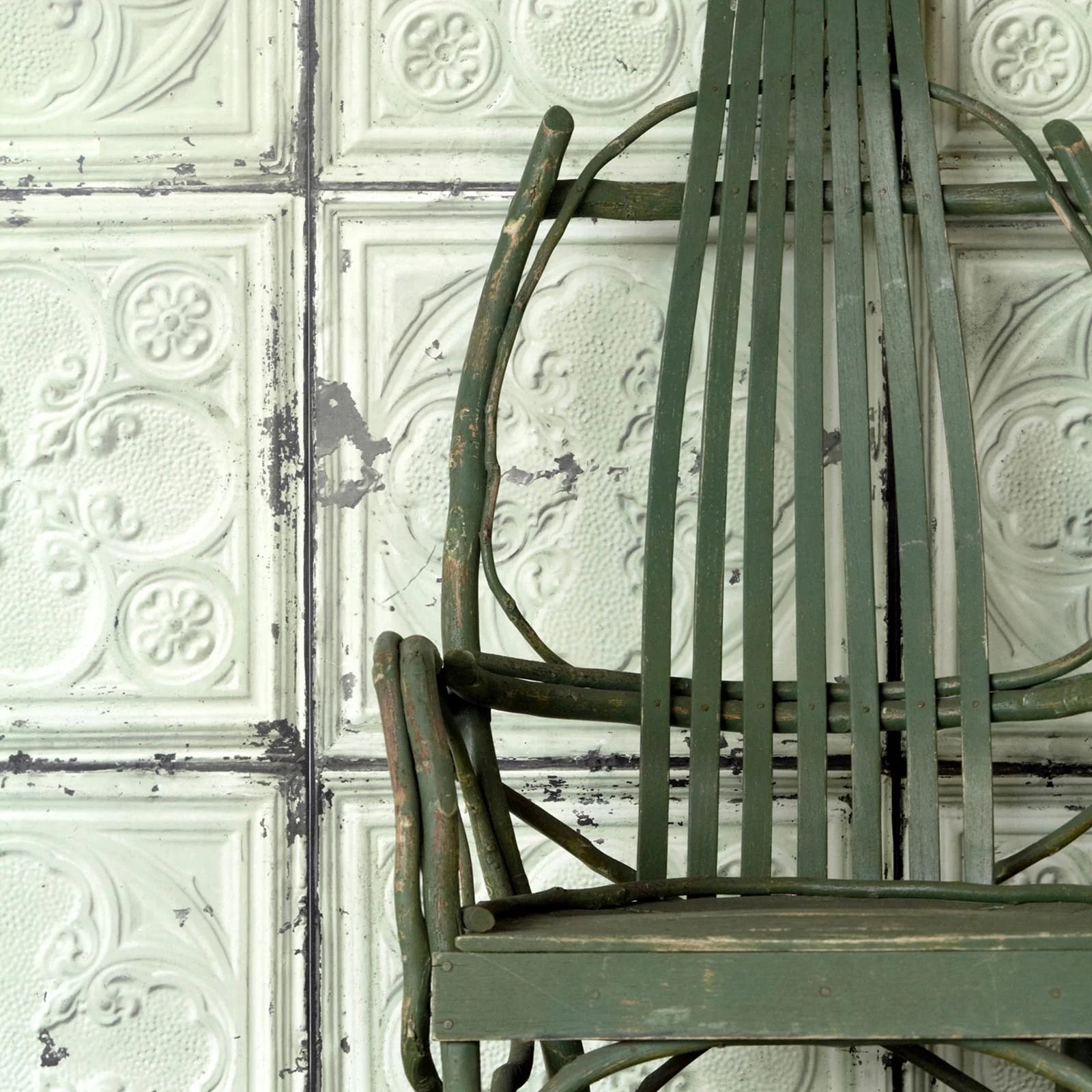 NLXL Brooklyn Tin Tiles Green Wallpaper TIN-05-Beaumonde