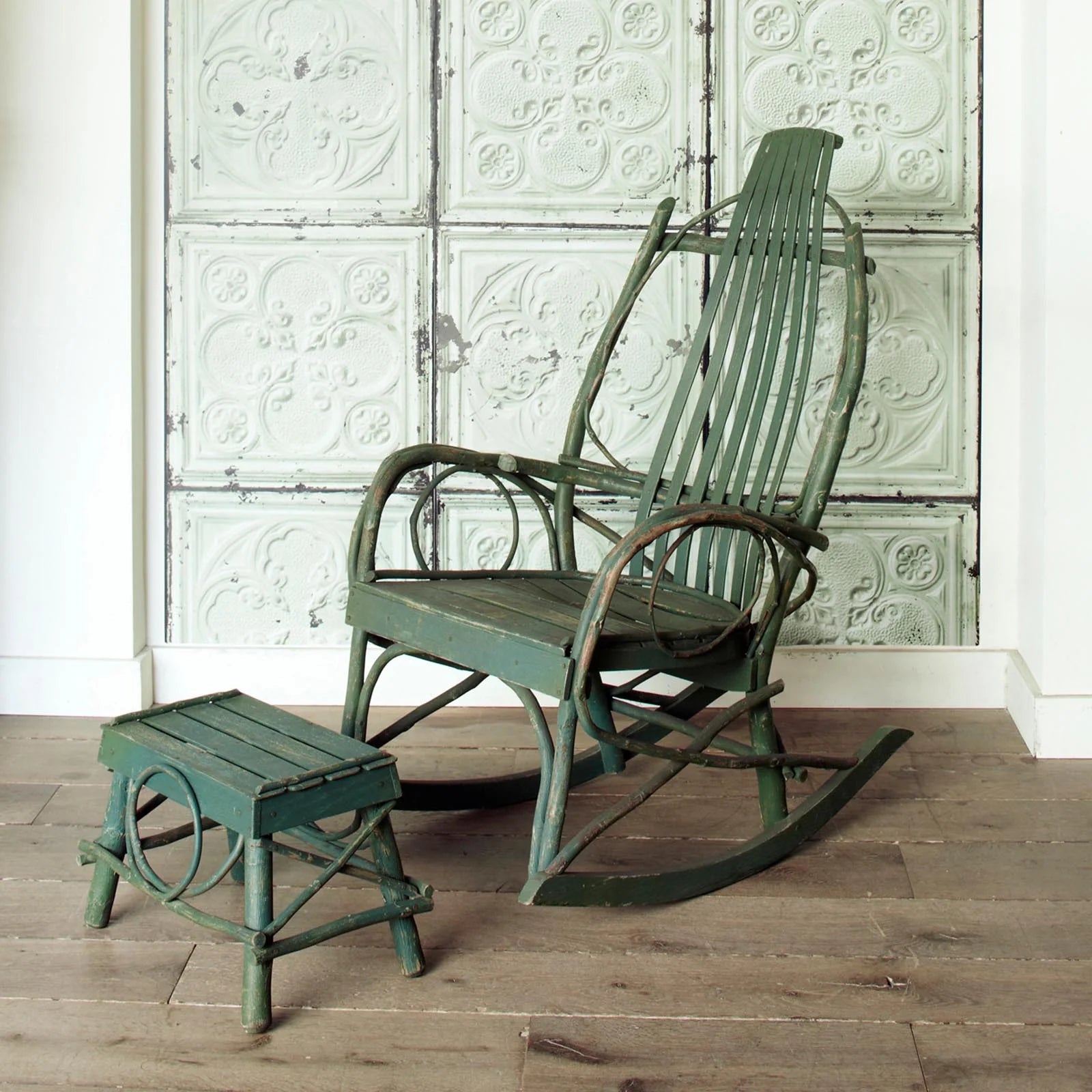 NLXL Brooklyn Tin Tiles Green Wallpaper TIN-05-Beaumonde