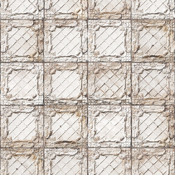NLXL Brooklyn Tin Tiles Large White Wallpaper TIN-09-Beaumonde