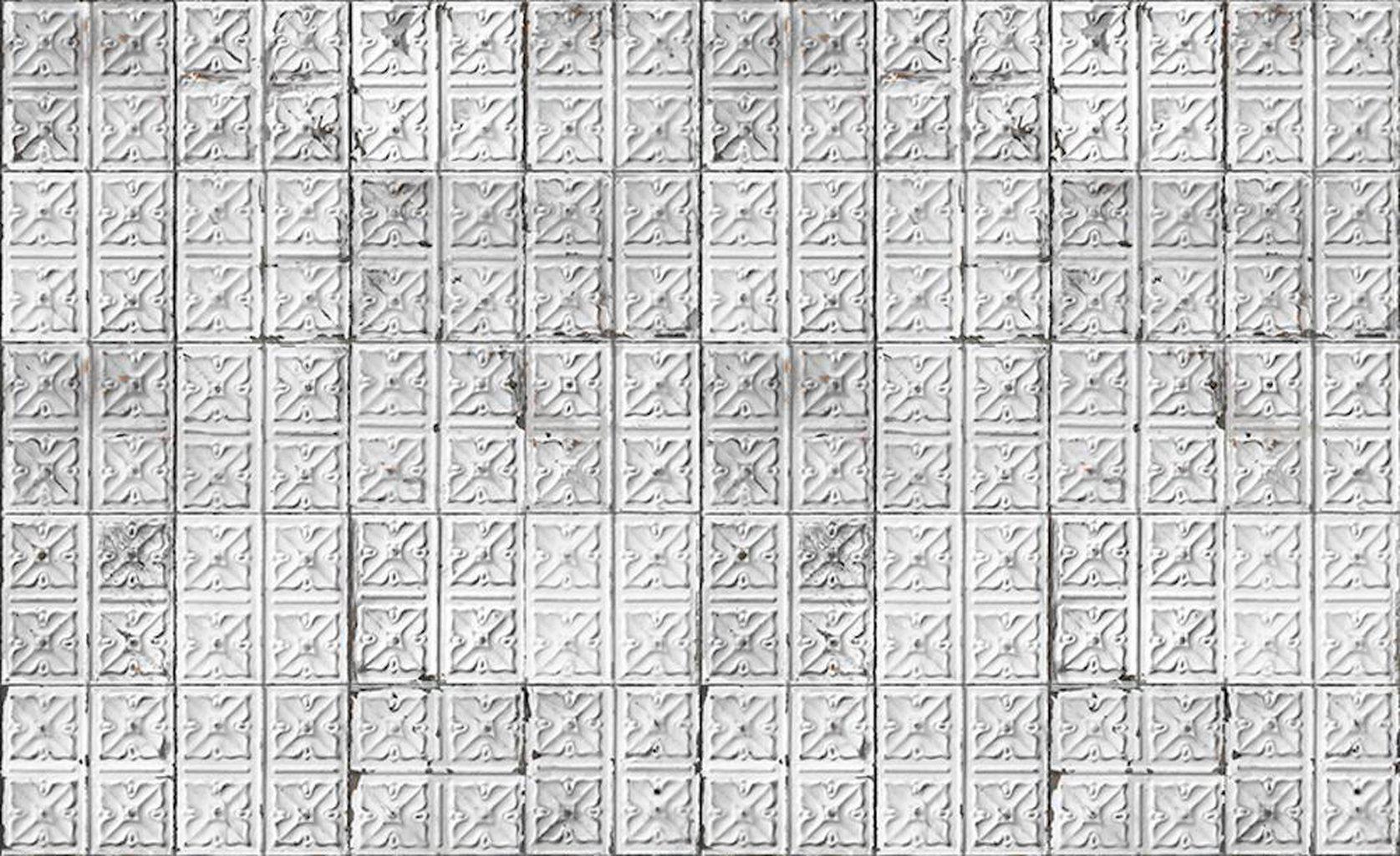 NLXL Brooklyn Tin Tiles White/Grey Wallpaper TIN-04-Beaumonde