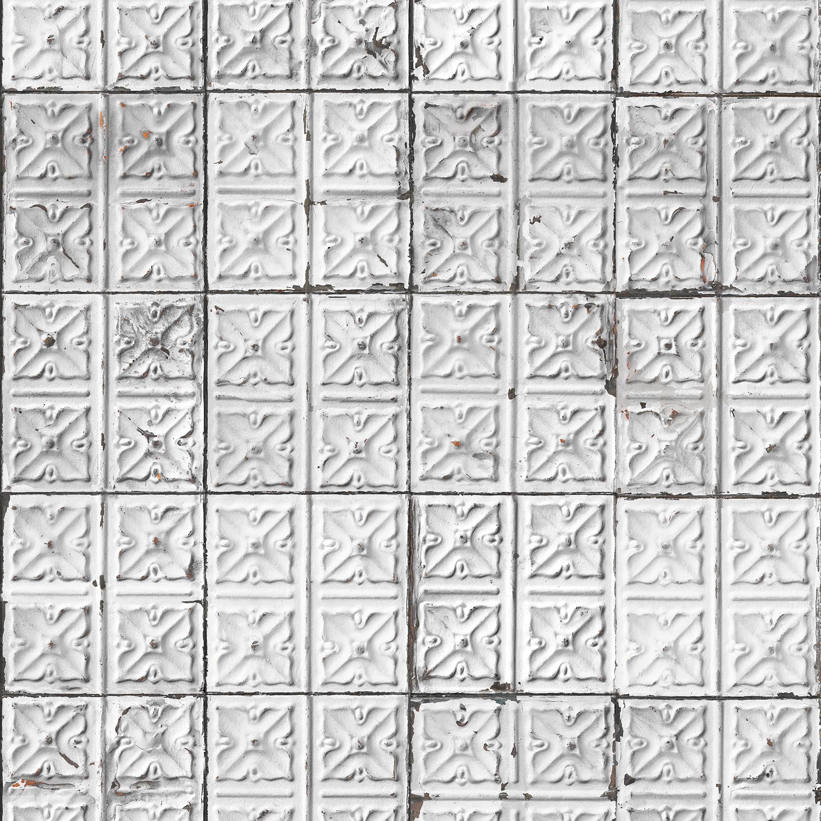 NLXL Brooklyn Tin Tiles White/Grey Wallpaper TIN-04-Beaumonde
