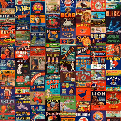 NLXL Crate Labels People and Animals Wallpaper-Beaumonde