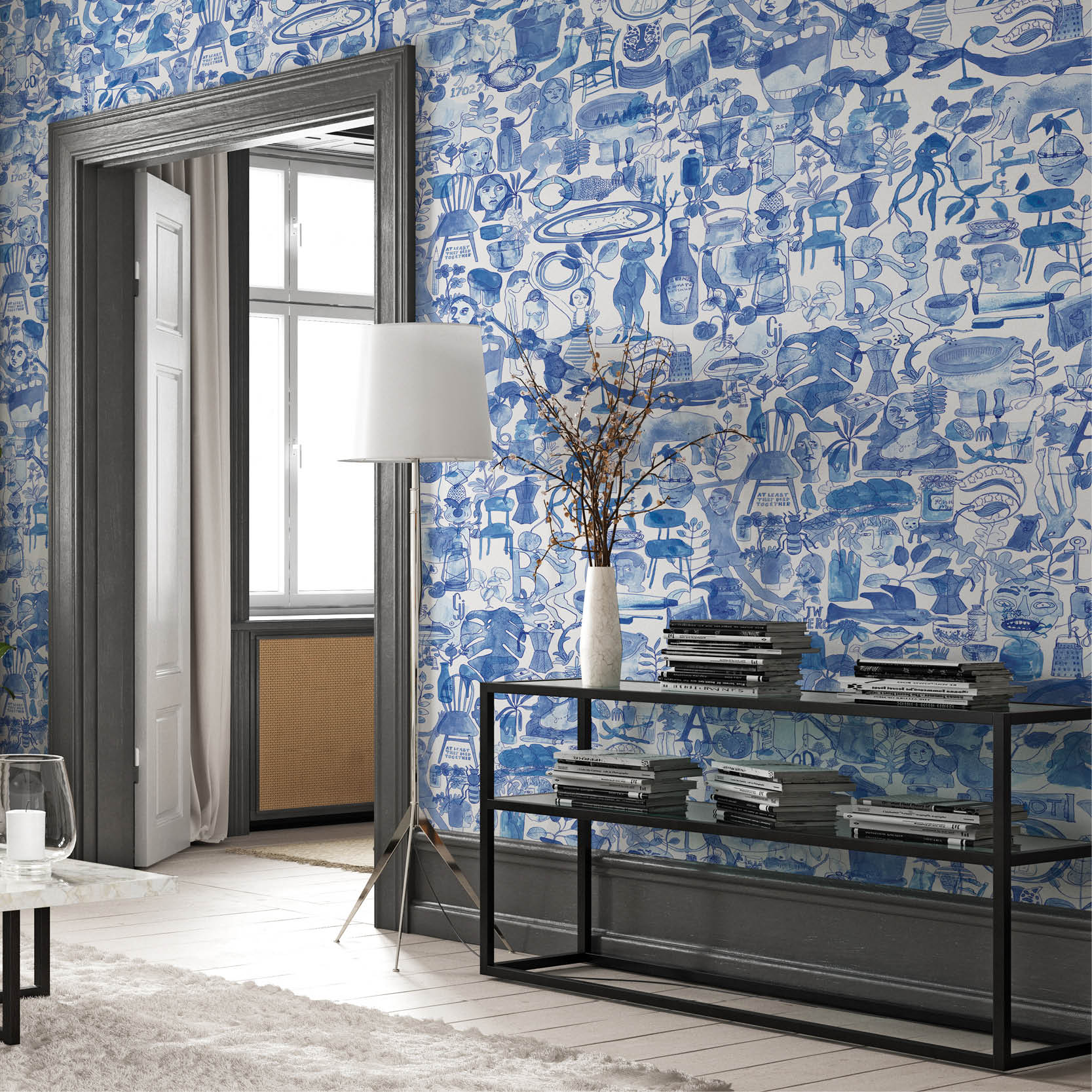 NLXL Drops I'm Blue Wallpaper Mural-Beaumonde