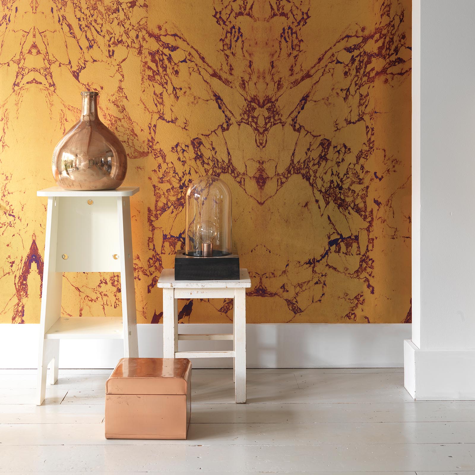 Gold Metallic Marble Mirrored Wallpaper-Beaumonde