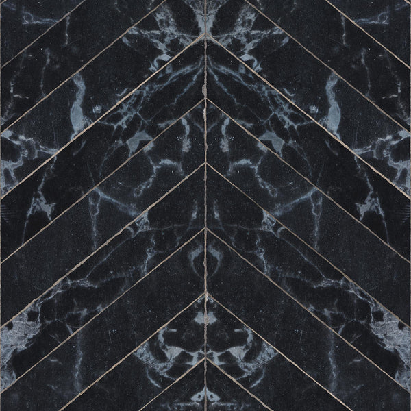 Materials Wallpaper PHM-55 Black Tiles 8,1 x 7,7 cm herring bone-Beaumonde