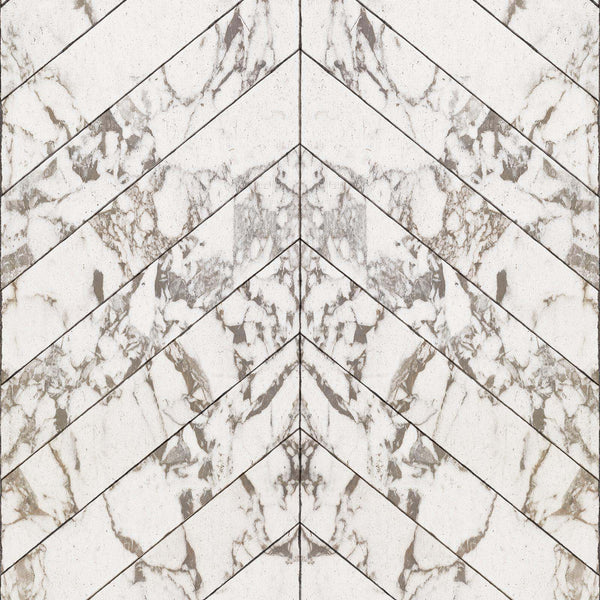 Materials Wallpaper PHM-45 White Tiles 8,1 x 7,7 cm herring bone-Beaumonde