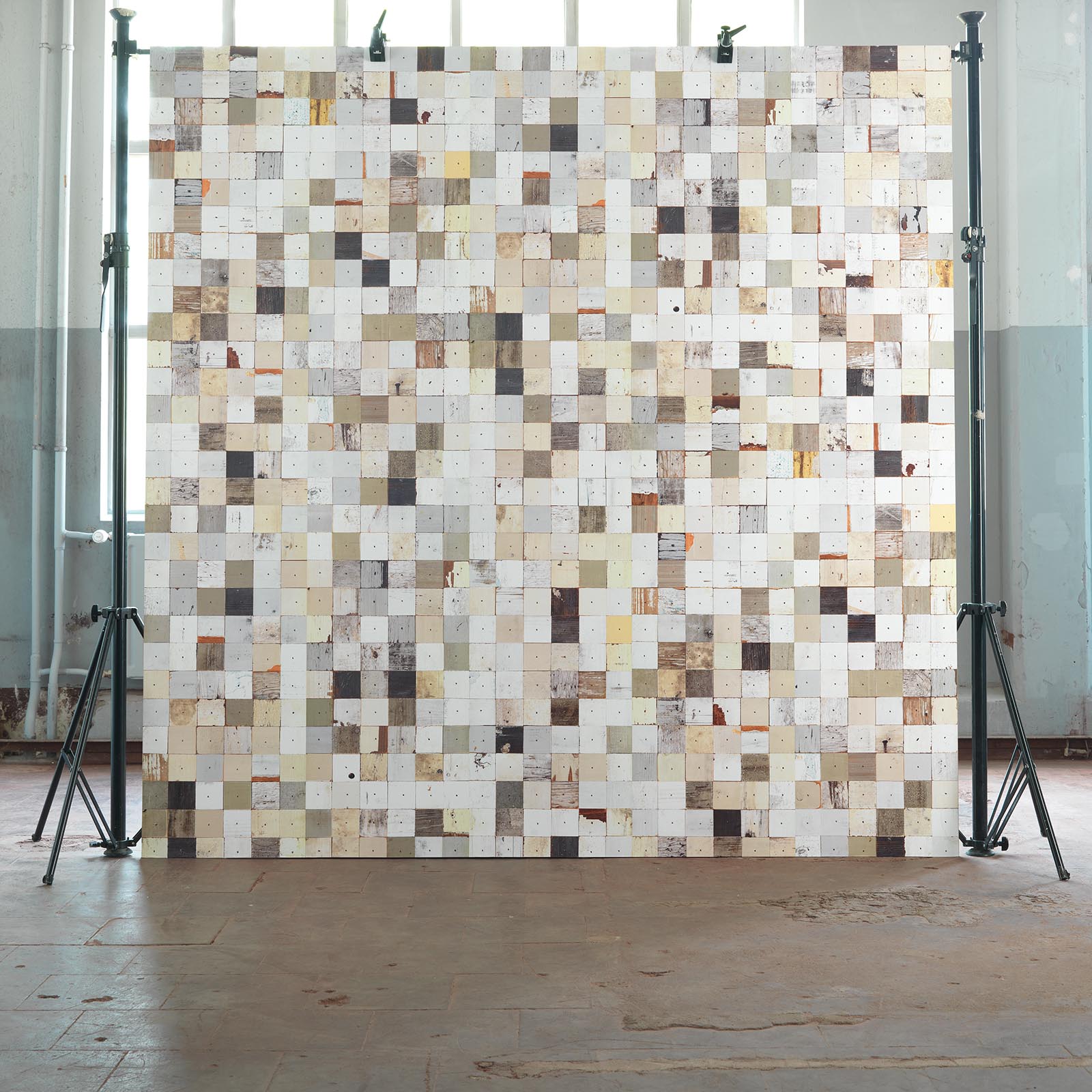 Mosaic Squares White Wallpaper-Beaumonde