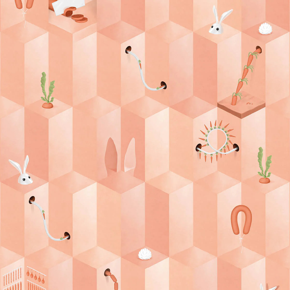 NLXL Pink Carrot Wallpaper-Beaumonde