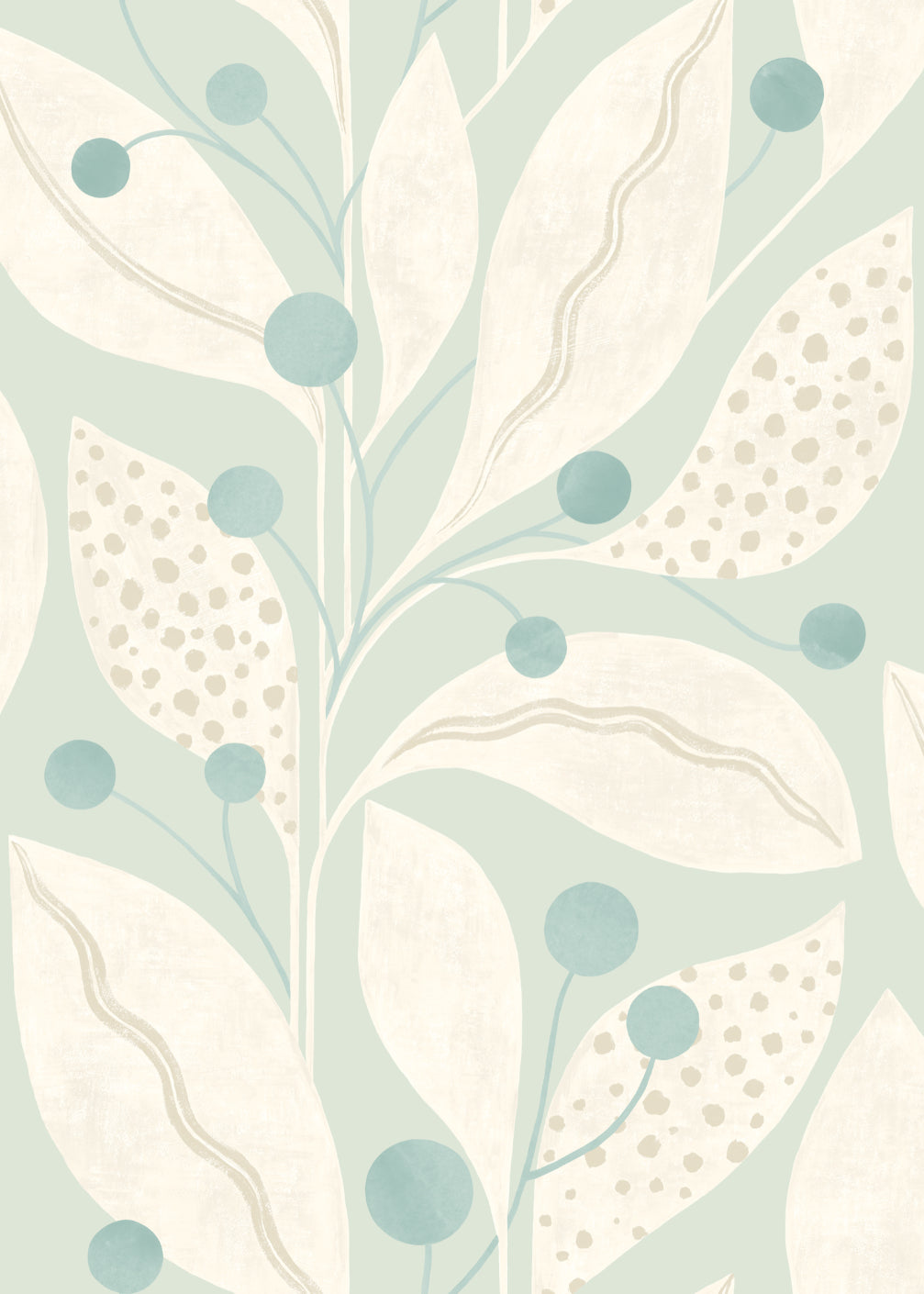 Ohpopsi Berry Dot Wallpaper - Duck Egg-Beaumonde