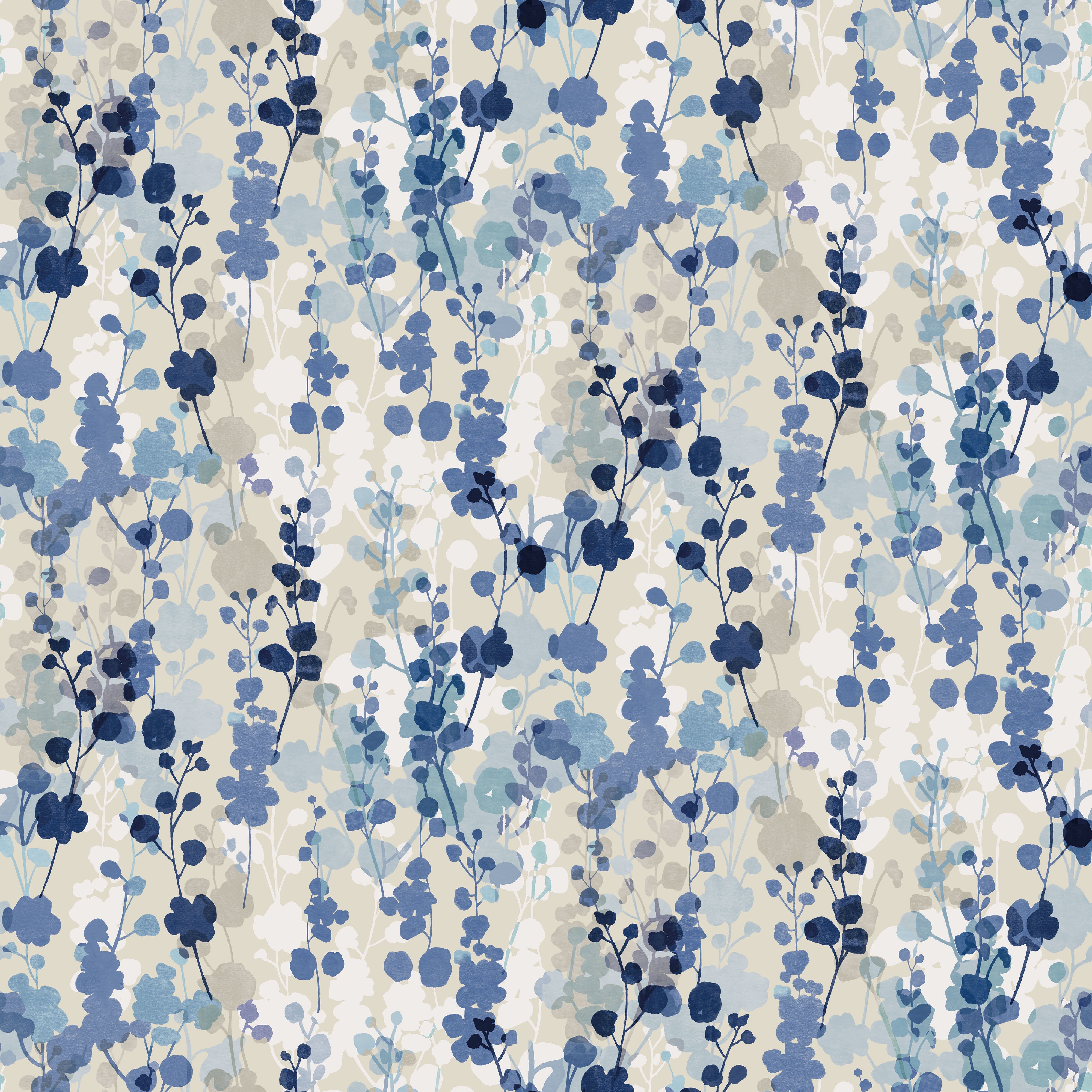 Ohpopsi Blossom Wallpaper - Blue Natural-Beaumonde