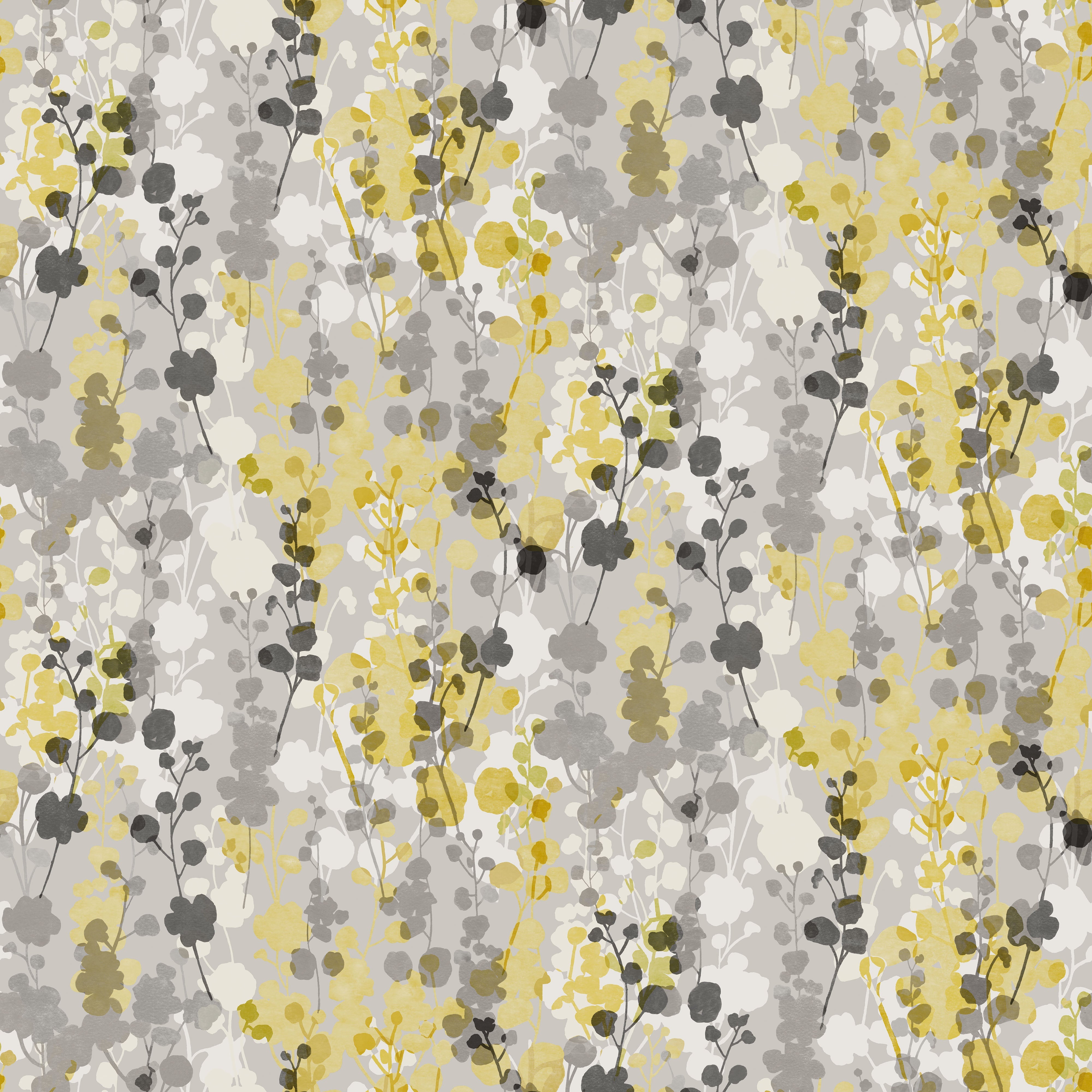 Ohpopsi Blossom Wallpaper - Mustard Grey-Beaumonde