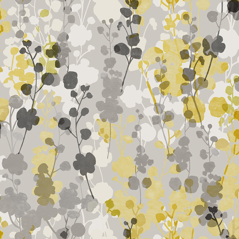 Ohpopsi Blossom Wallpaper - Mustard Grey-Beaumonde