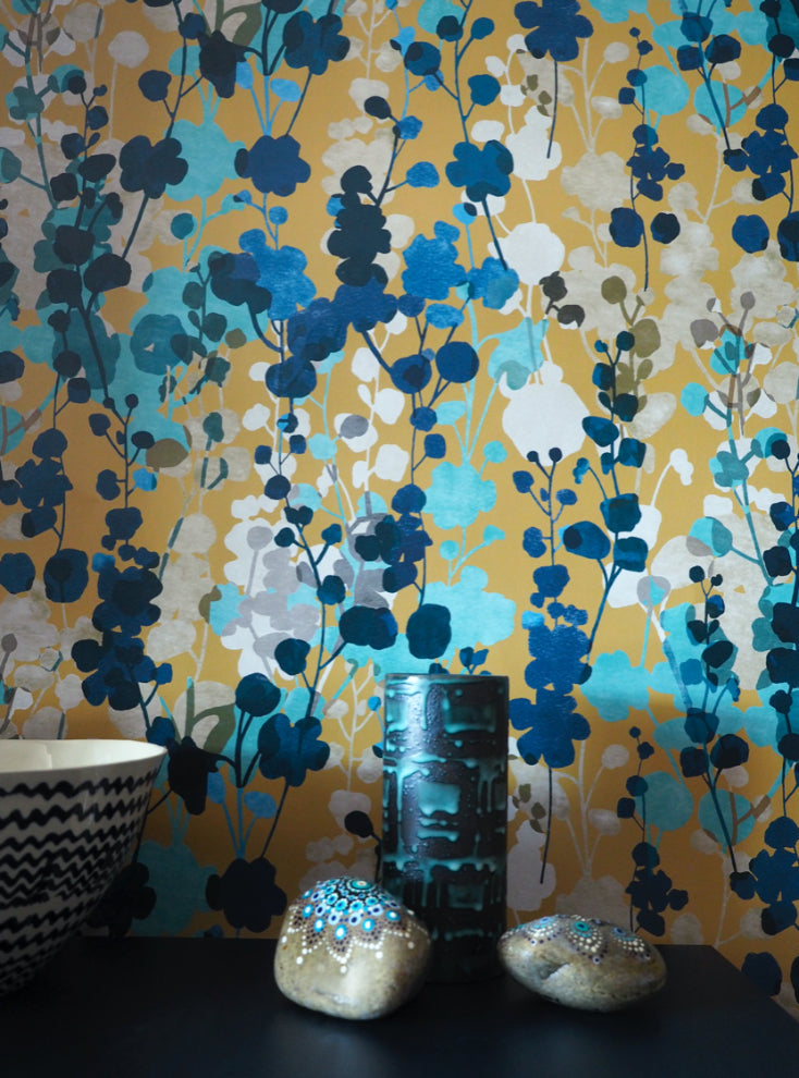 Ohpopsi Blossom Wallpaper - Royal Mustard-Beaumonde