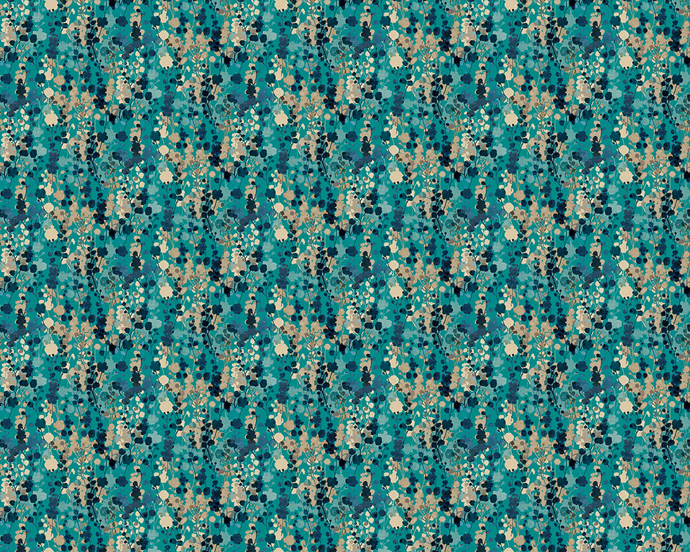 Ohpopsi Blossom Wallpaper - Teal Natural-Beaumonde