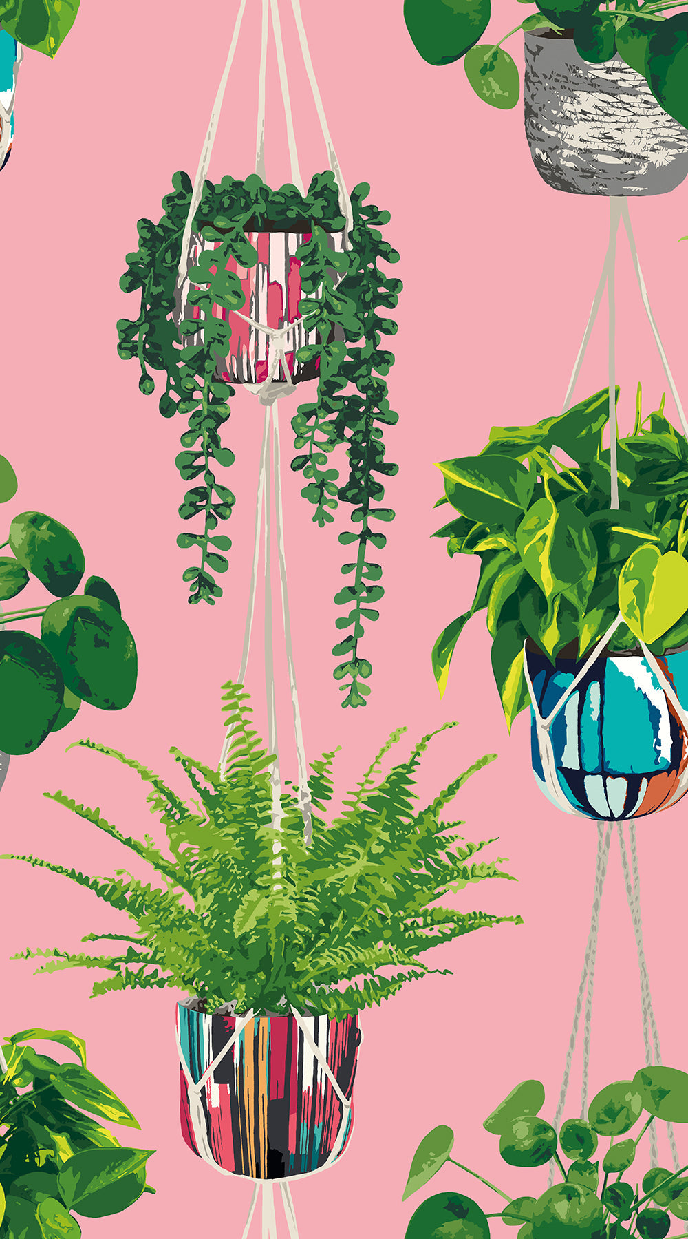 Ohpopsi Houseplant Wallpaper - Bubblegum-Beaumonde
