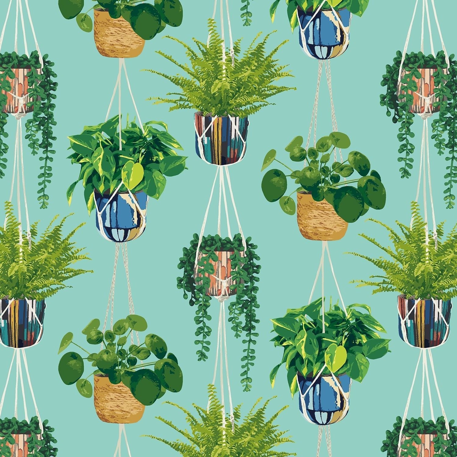 Ohpopsi Houseplant Wallpaper - Cerulean Twist-Beaumonde