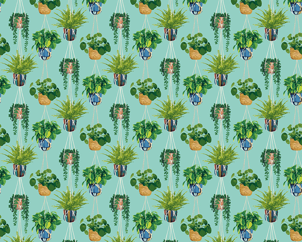 Ohpopsi Houseplant Wallpaper - Cerulean Twist-Beaumonde