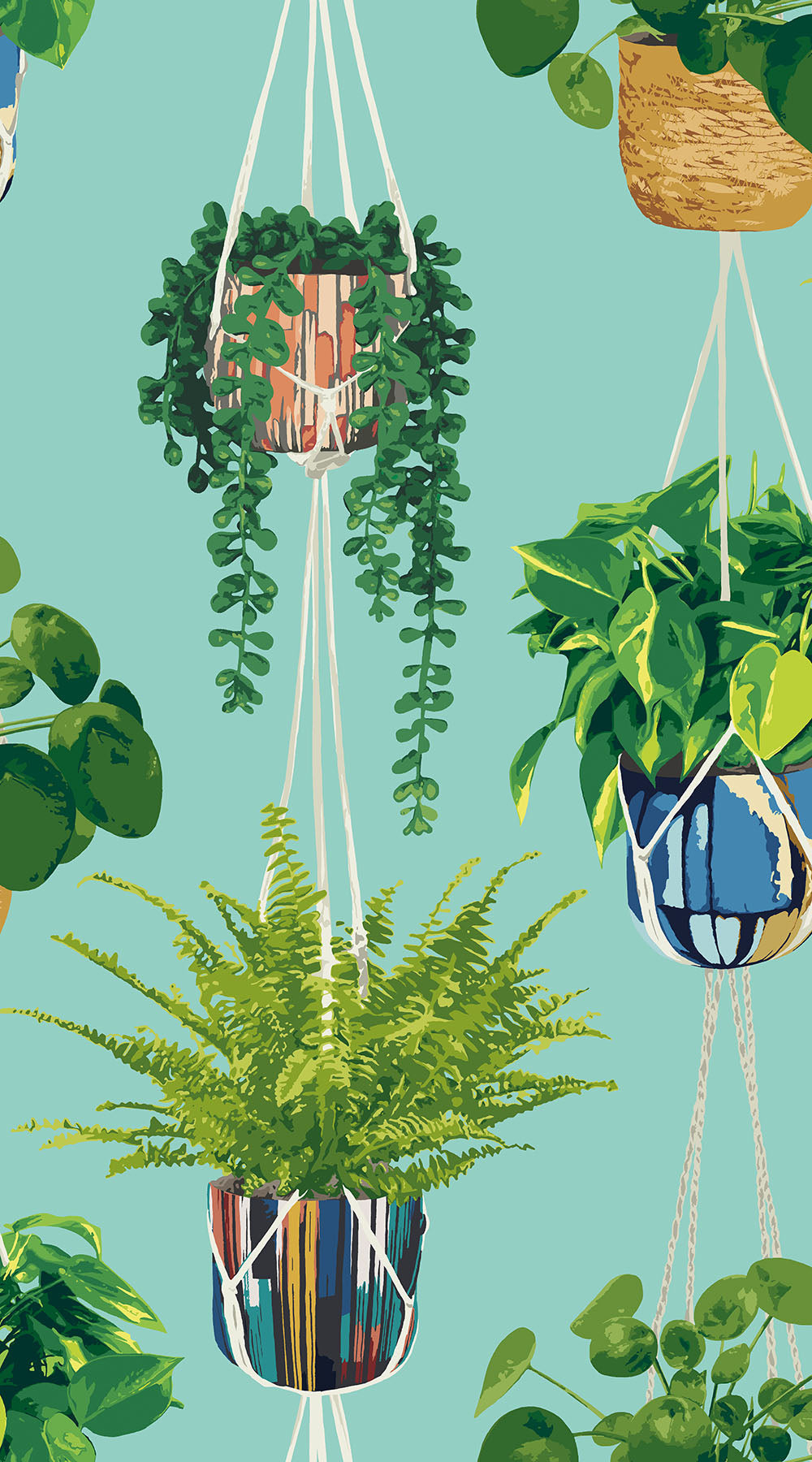 Ohpopsi Houseplant Wallpaper - Cerulean Twist-Beaumonde