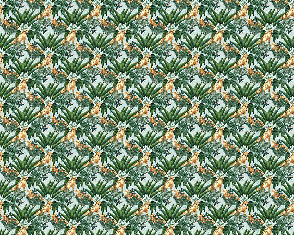Ohpopsi Jungle Cheetah Wallpaper - Duck Egg-Beaumonde